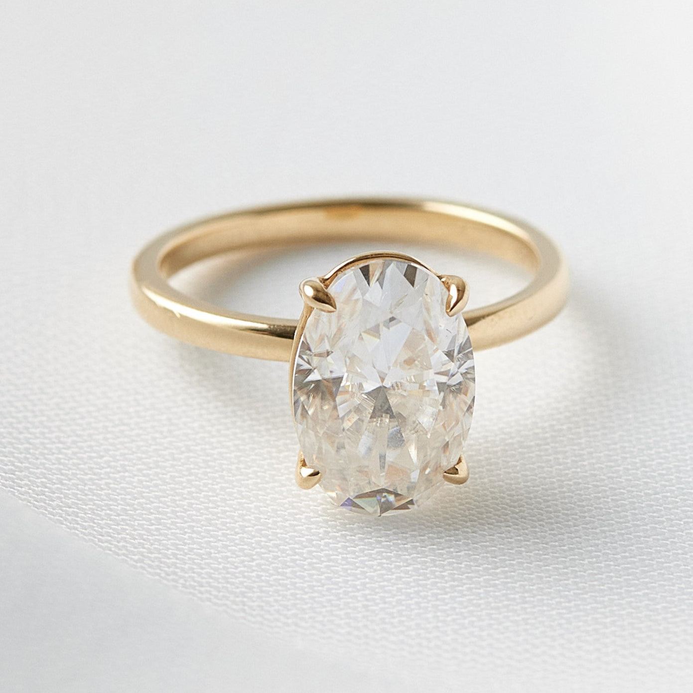 moissanite, oval solitaire, gold band, engagement ring | Moissanite Engagement Rings