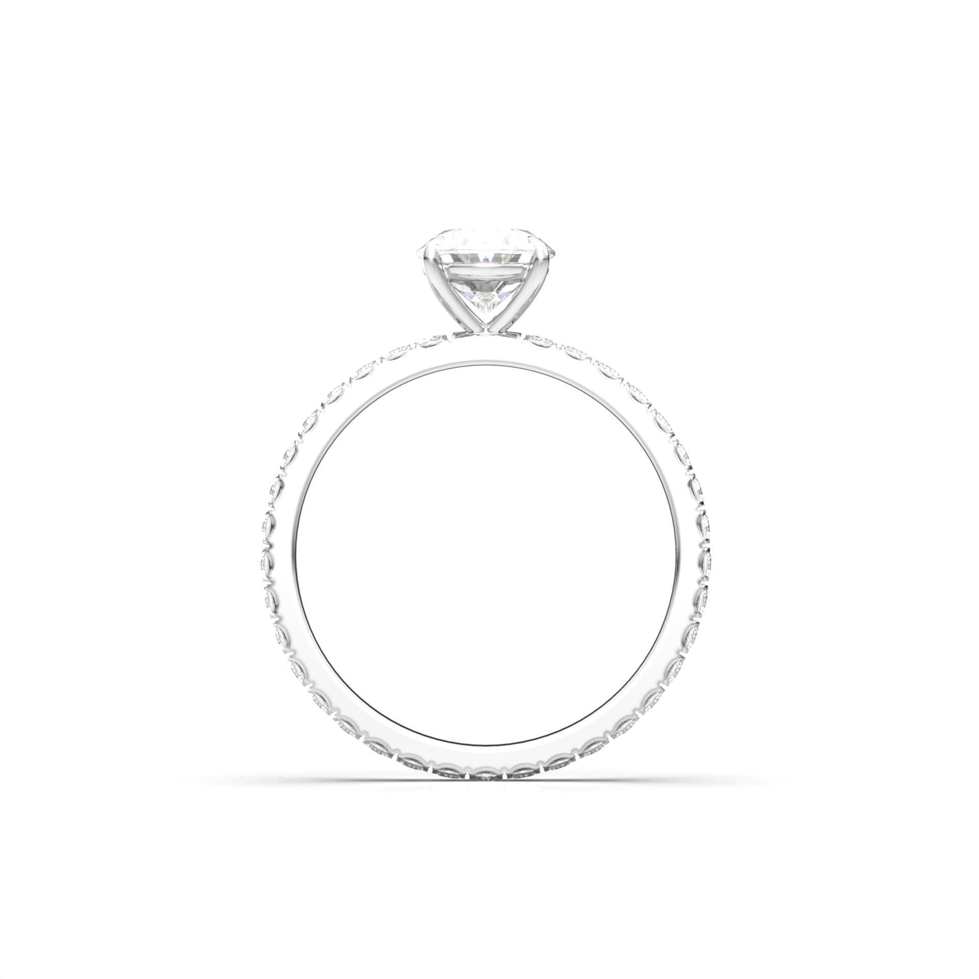 Oval Full Pavé Diamond Engagement Ring - Moissanite Engagement Rings