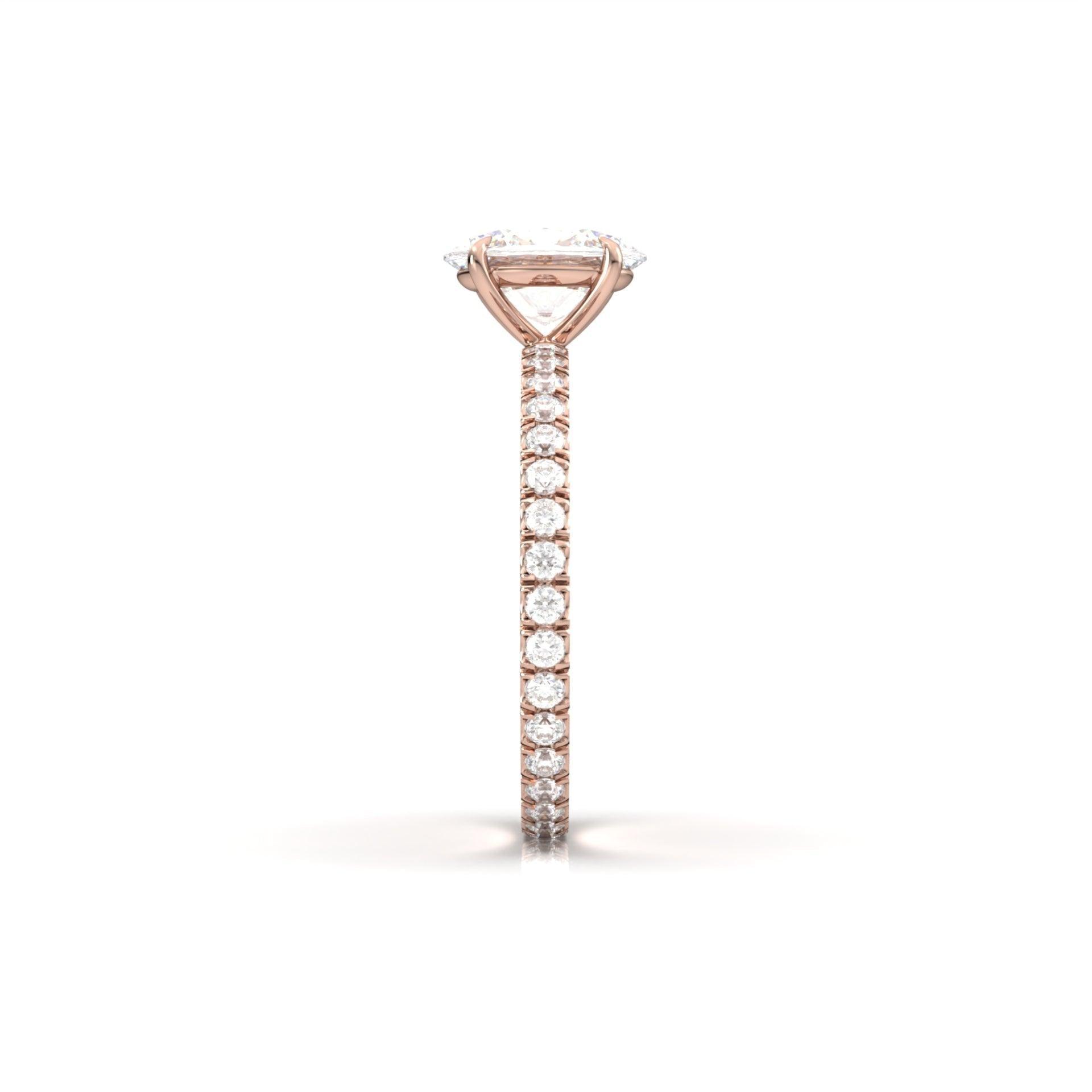 Oval Full Pavé Diamond Engagement Ring - Moissanite Engagement Rings
