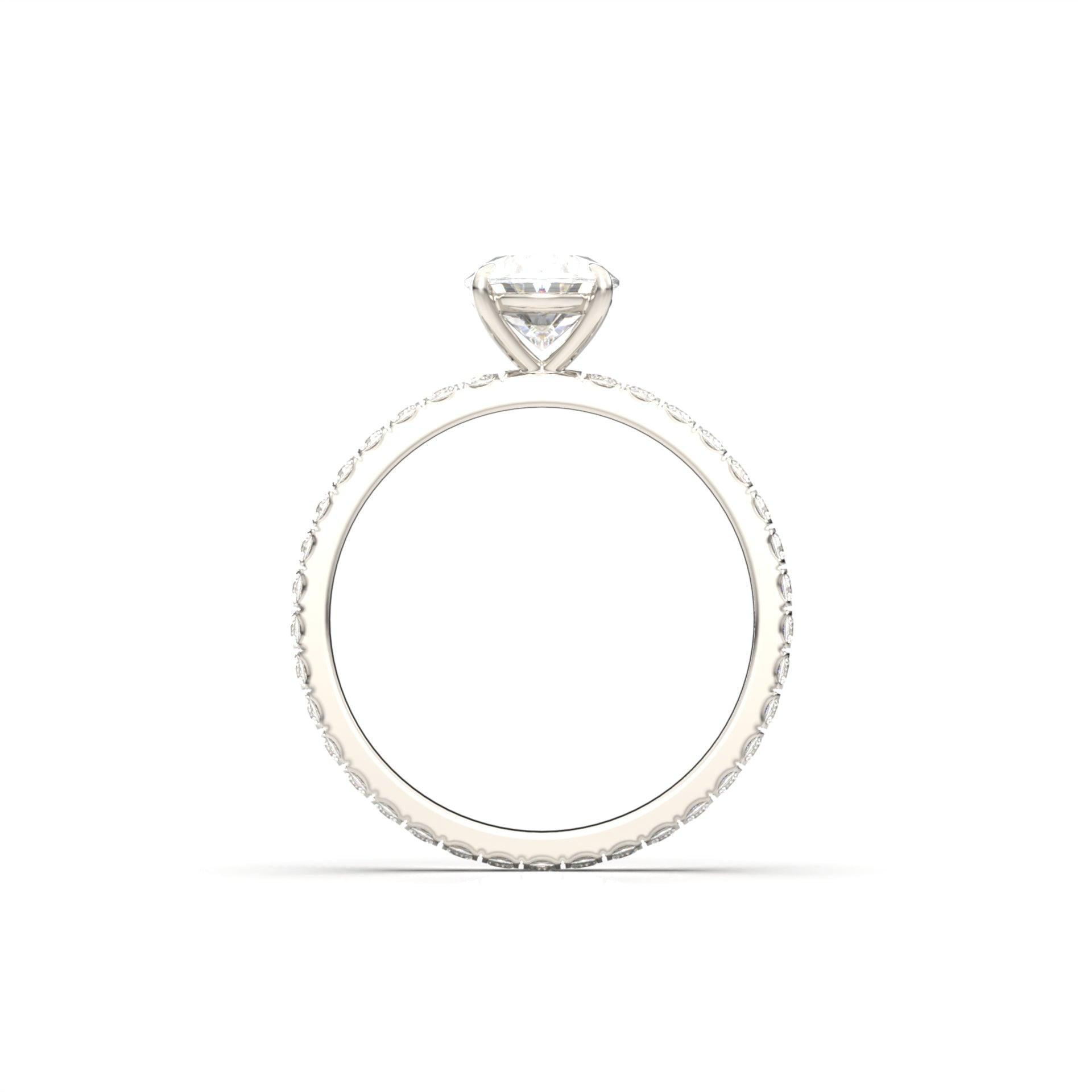 Oval Full Pavé Diamond Engagement Ring - Moissanite Engagement Rings