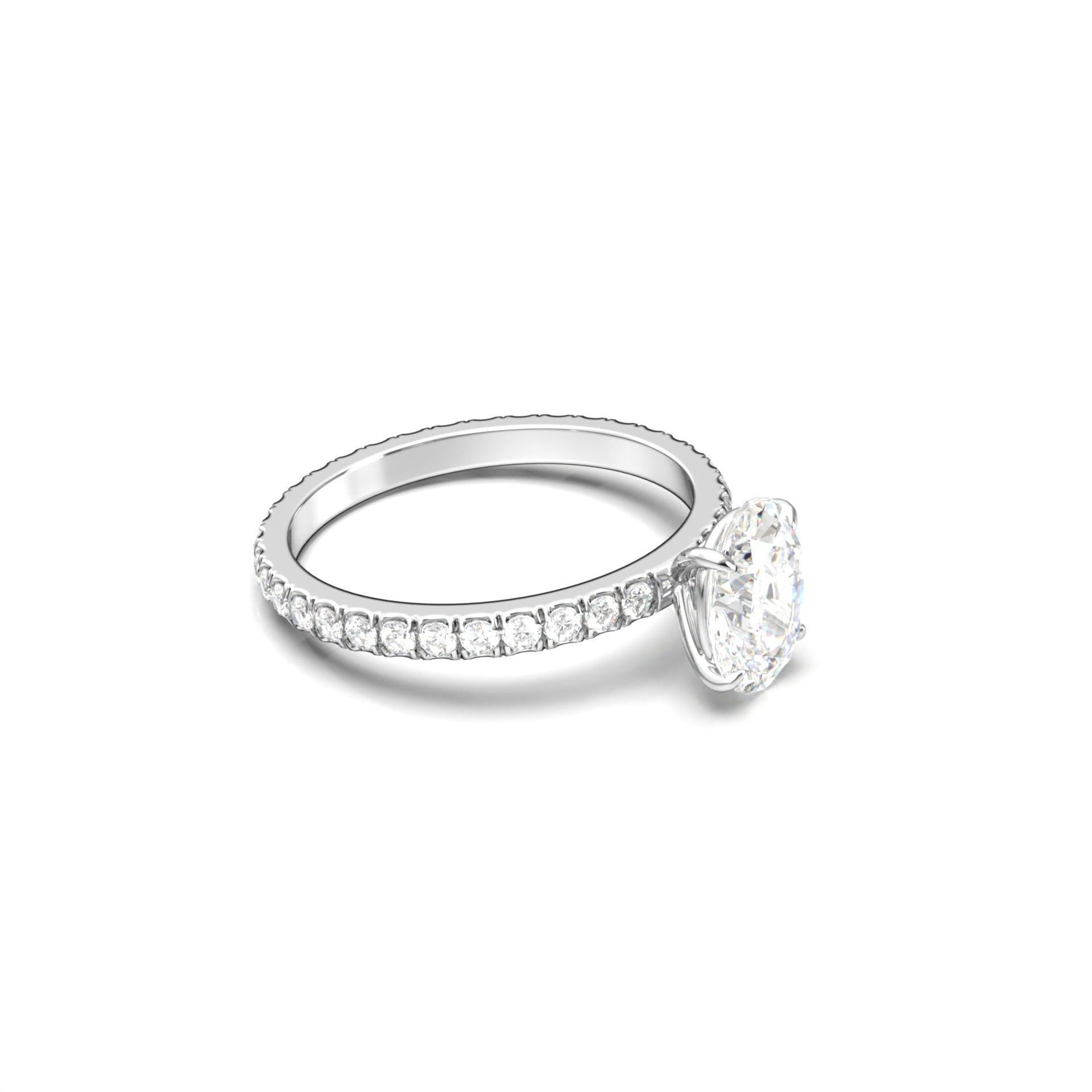 Oval Full Pavé Diamond Engagement Ring - Moissanite Engagement Rings