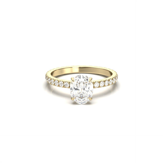 Oval Full Pavé Diamond Engagement Ring - Moissanite Engagement Rings