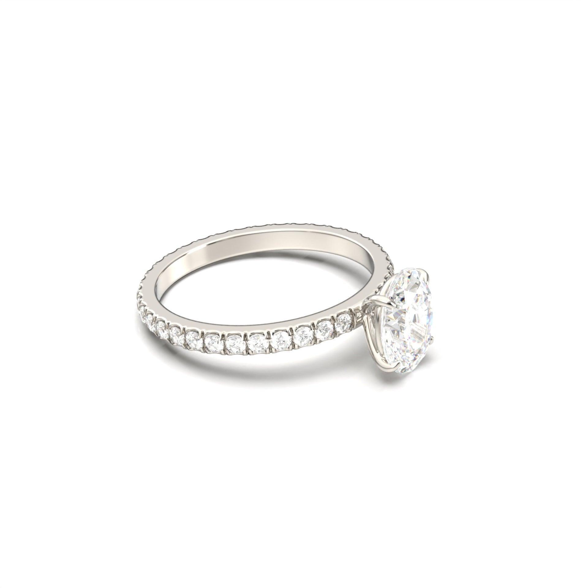 Oval Full Pavé Diamond Engagement Ring - Moissanite Engagement Rings