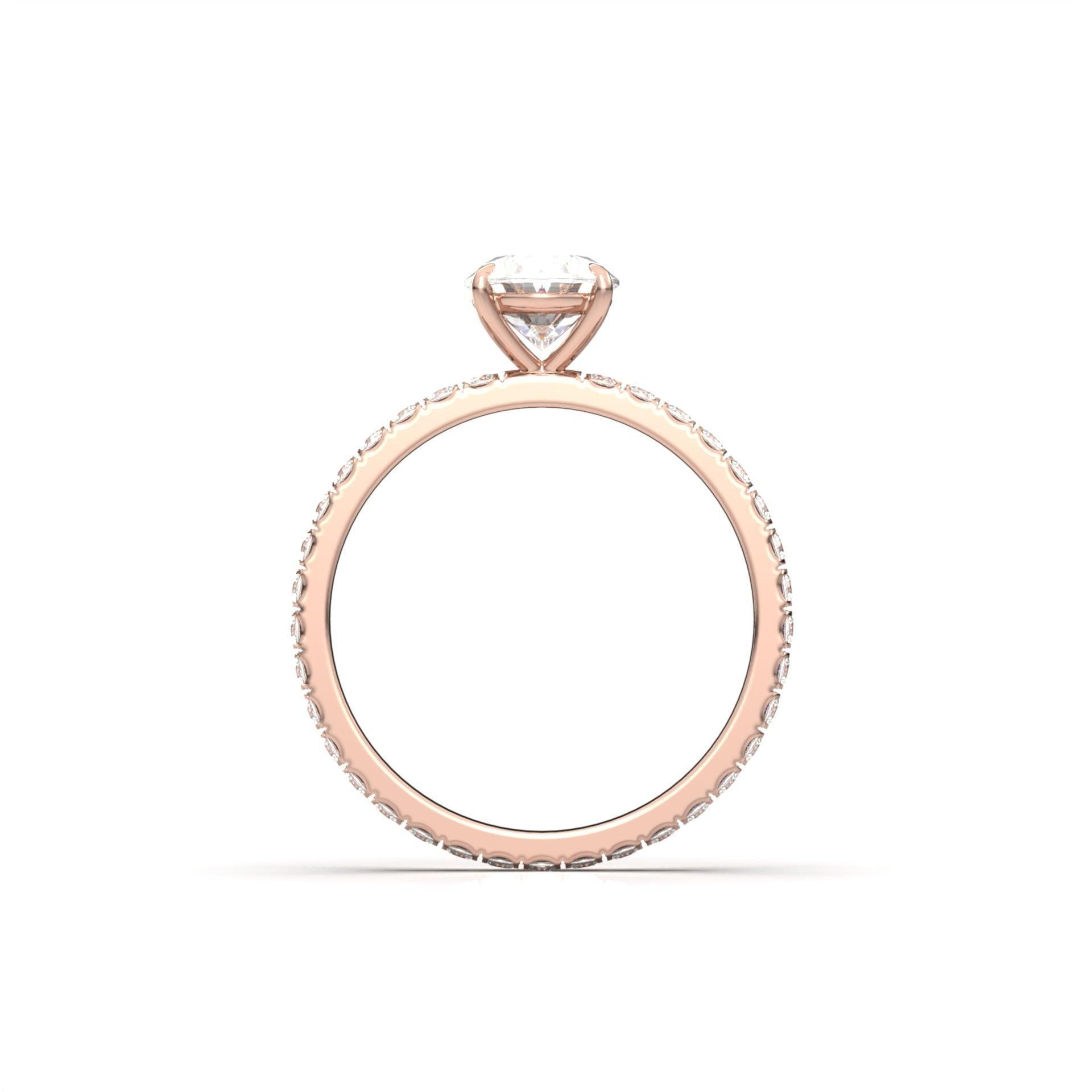 Oval Full Pavé Diamond Engagement Ring - Moissanite Engagement Rings