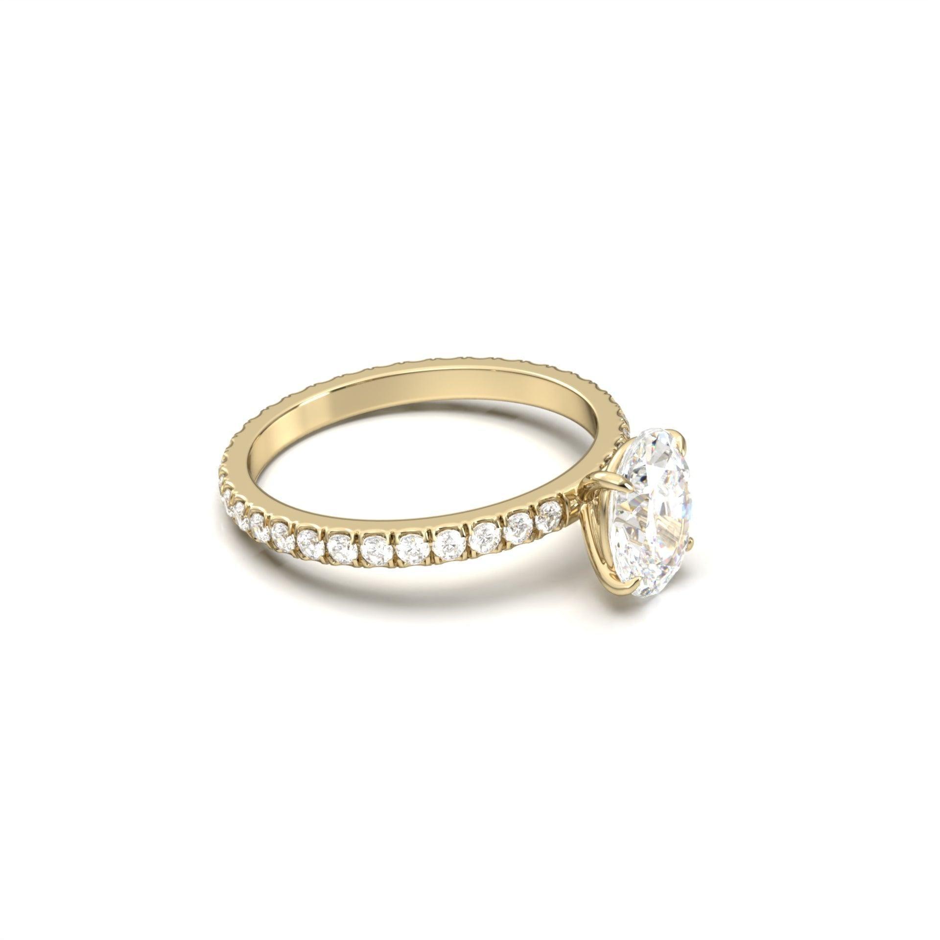 Oval Full Pavé Diamond Engagement Ring - Moissanite Engagement Rings