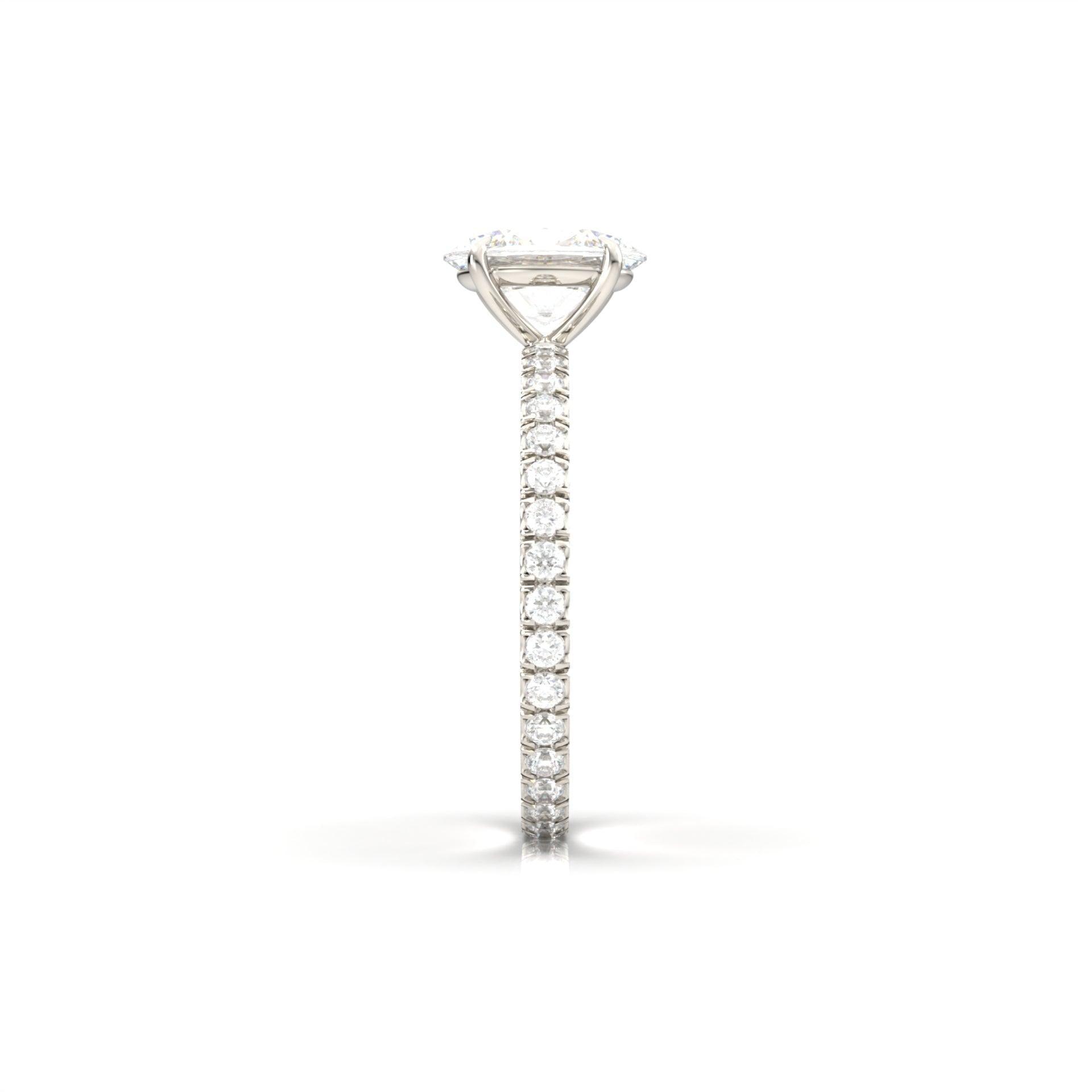 Oval Full Pavé Diamond Engagement Ring - Moissanite Engagement Rings