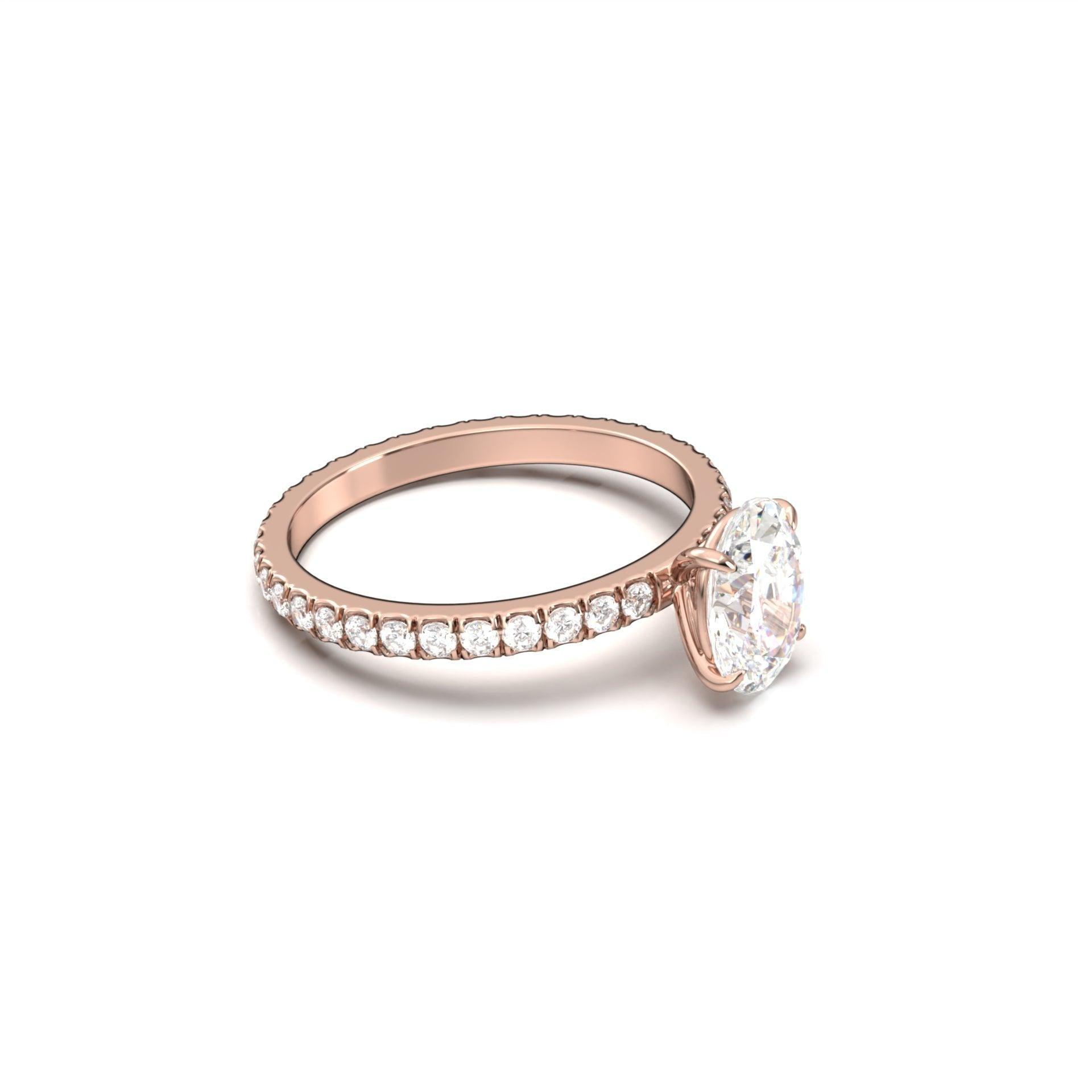 Oval Full Pavé Diamond Engagement Ring - Moissanite Engagement Rings