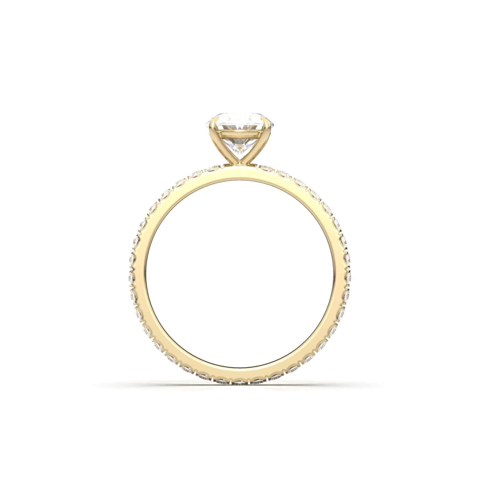 Oval Full Pavé Diamond Engagement Ring - Moissanite Engagement Rings
