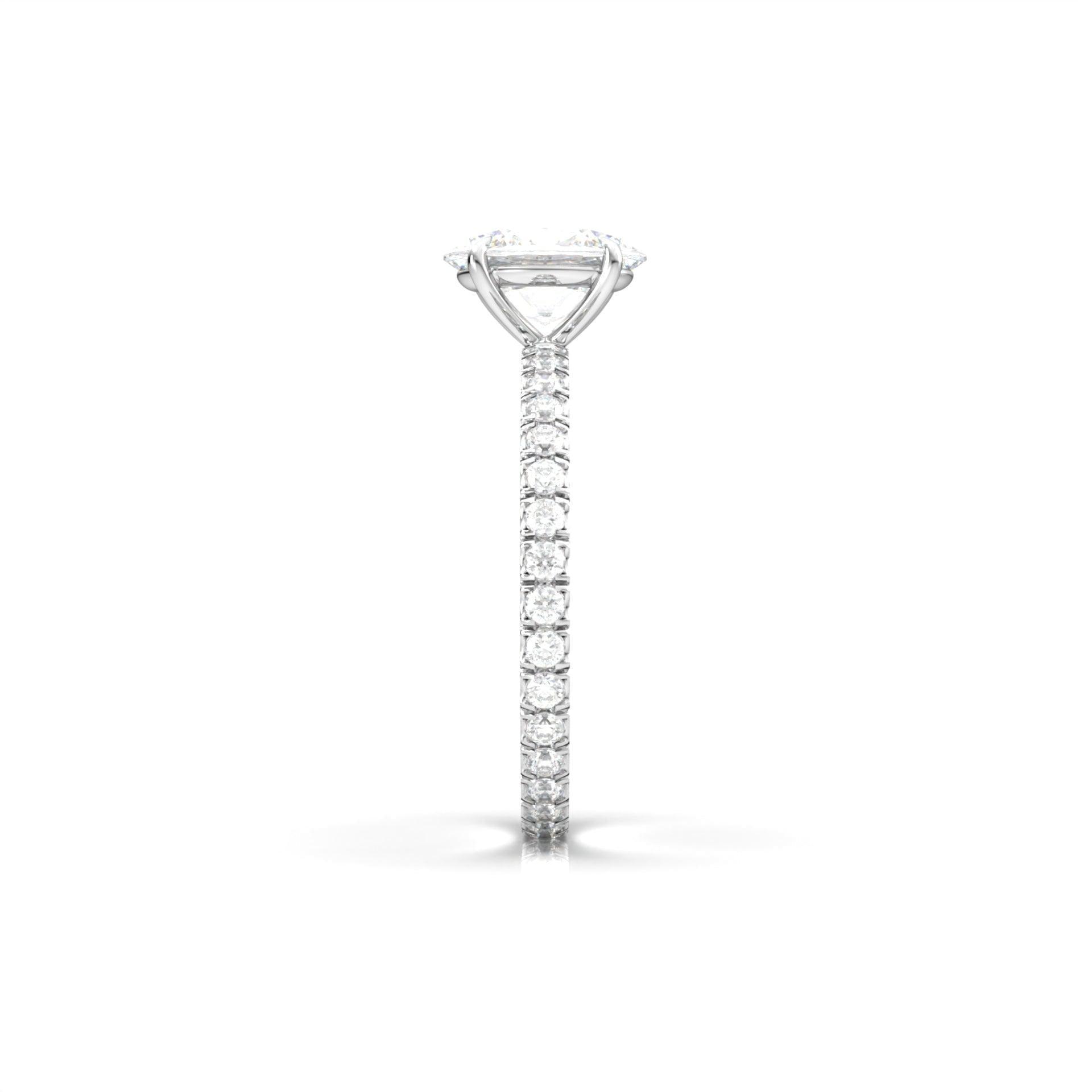 Oval Full Pavé Diamond Engagement Ring - Moissanite Engagement Rings