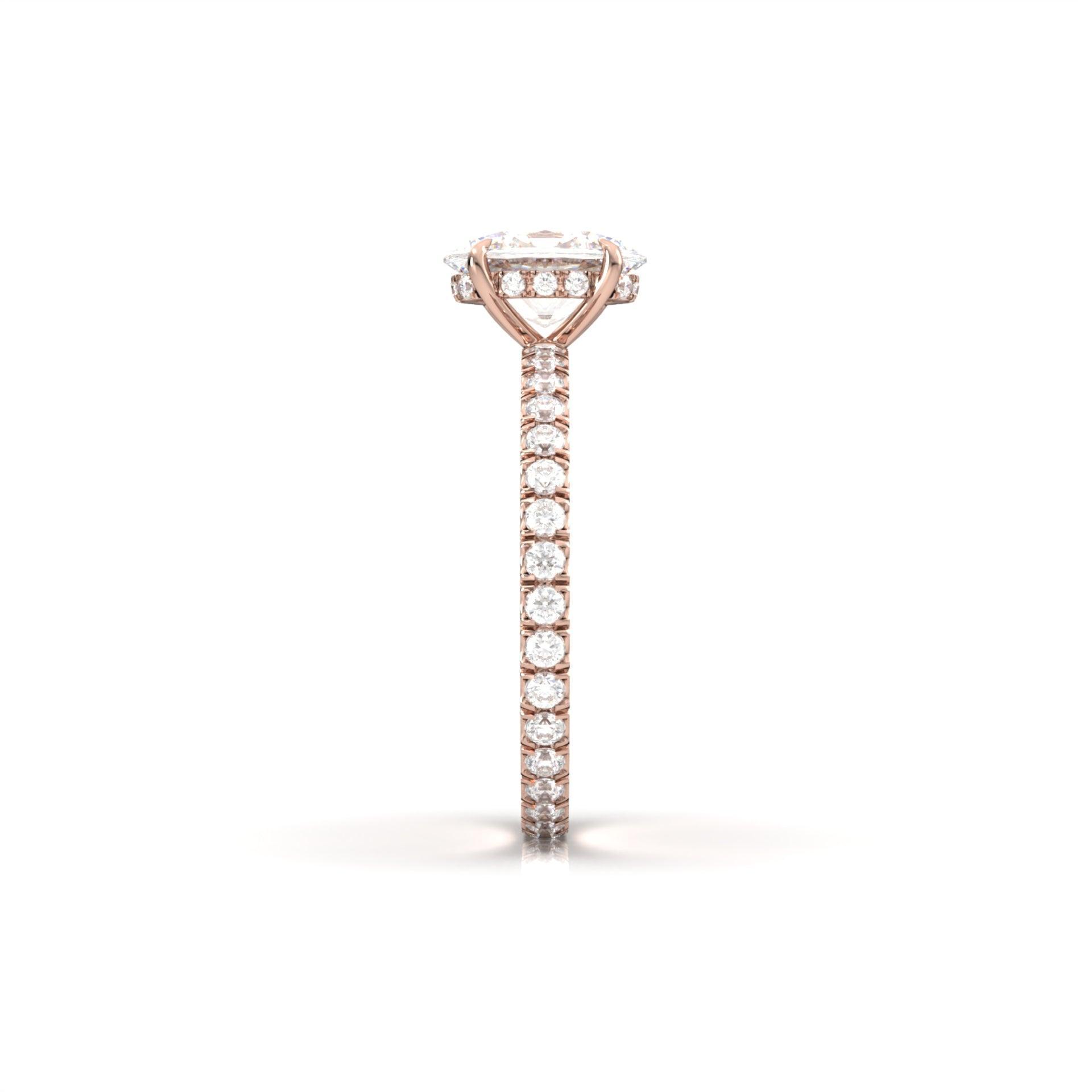 Oval Full Pavè Hidden Halo Diamond Engagement Ring - Moissanite Engagement Rings
