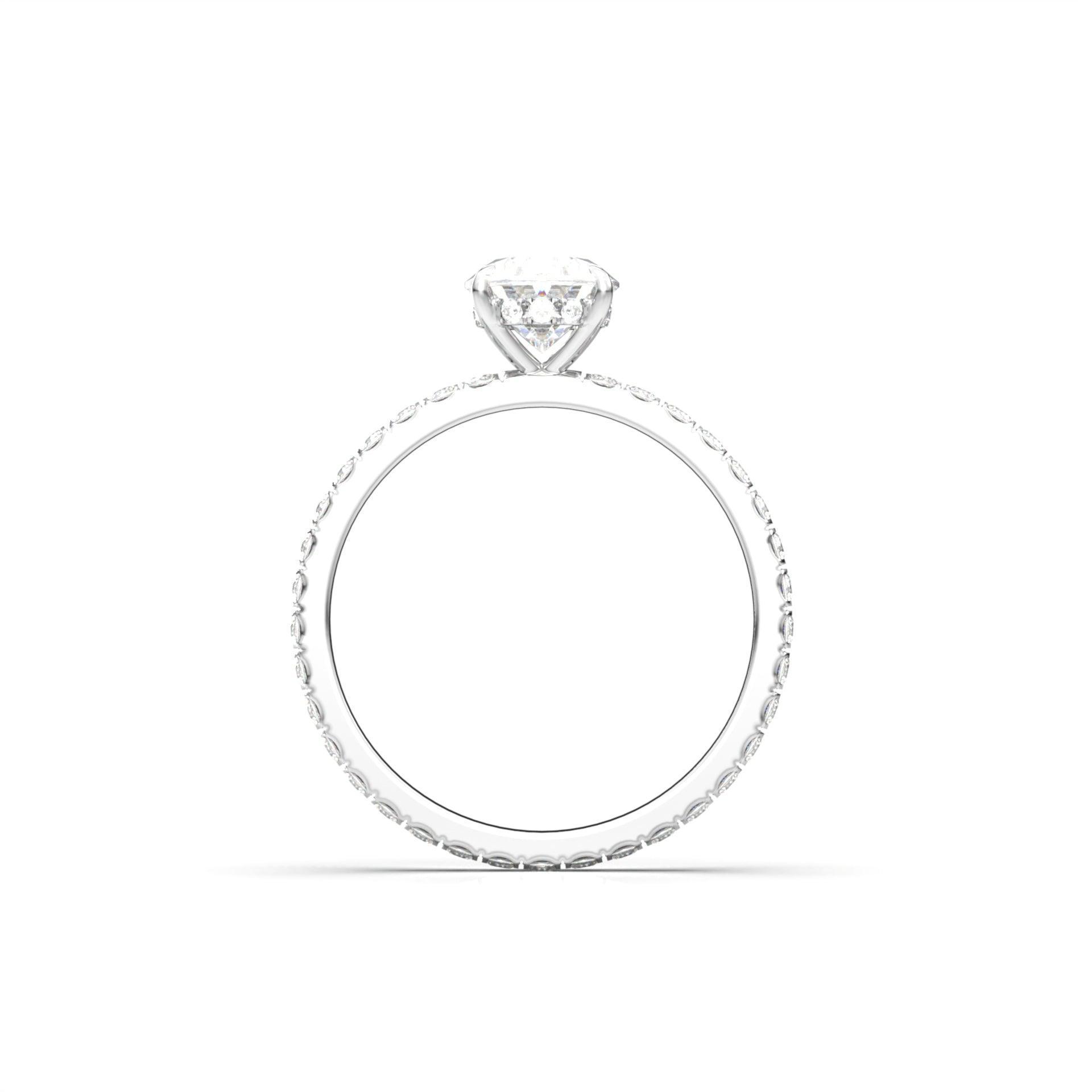 Oval Full Pavè Hidden Halo Diamond Engagement Ring - Moissanite Engagement Rings