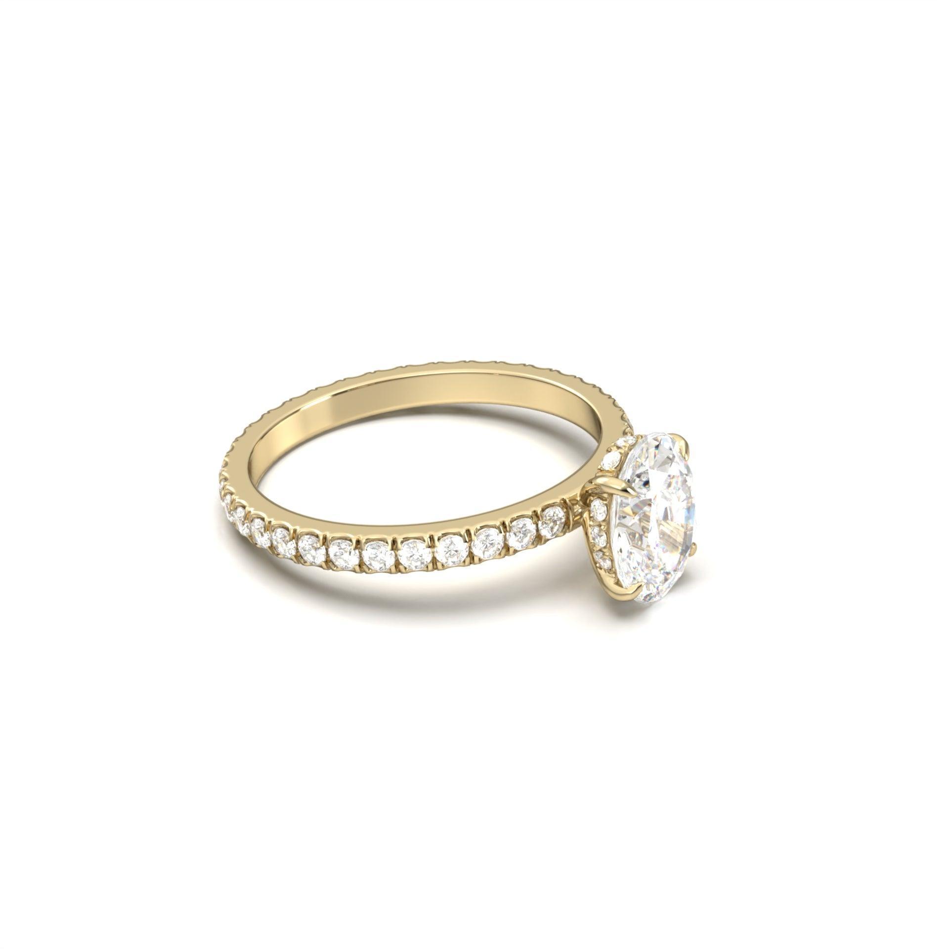 Oval Full Pavè Hidden Halo Diamond Engagement Ring - Moissanite Engagement Rings