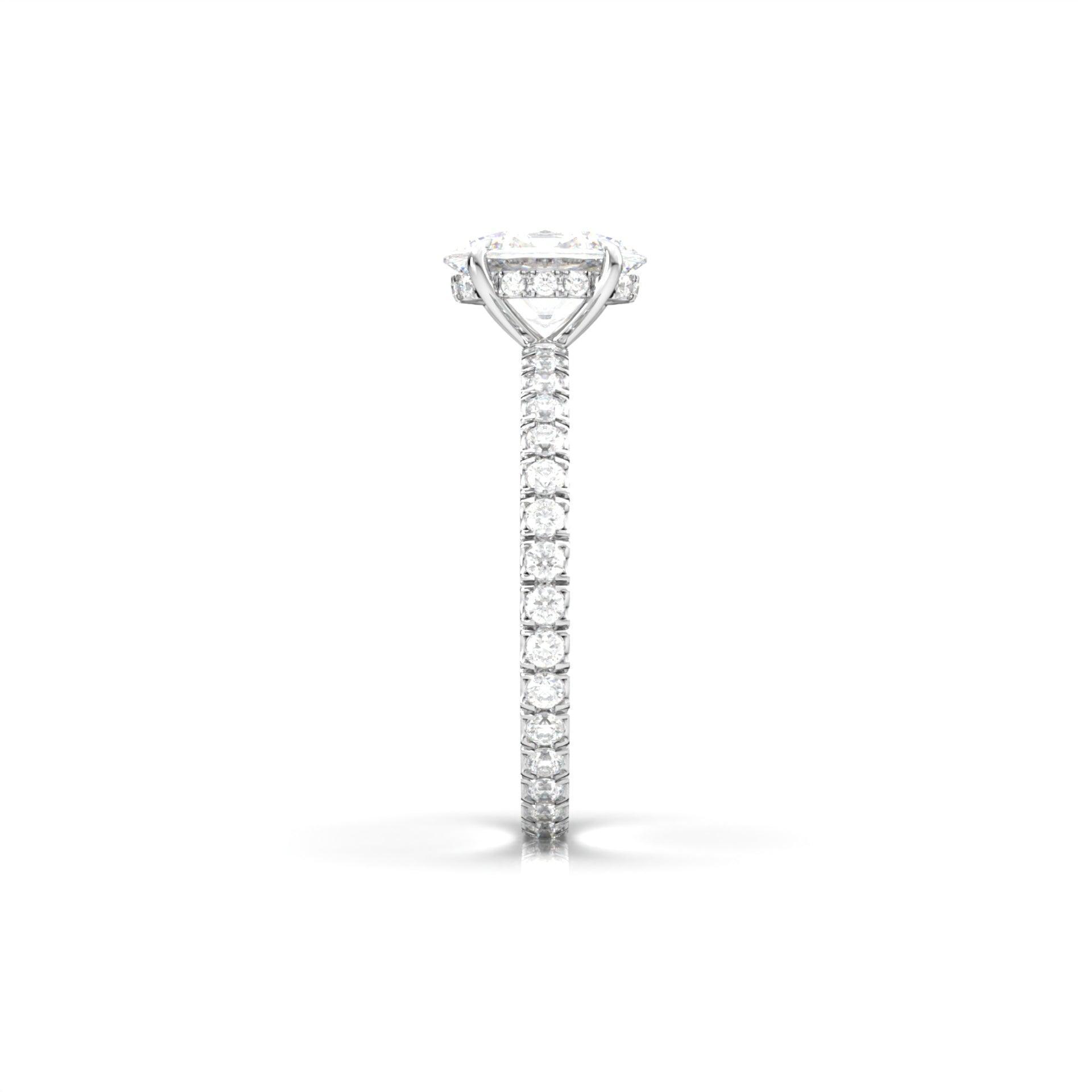 Oval Full Pavè Hidden Halo Diamond Engagement Ring - Moissanite Engagement Rings