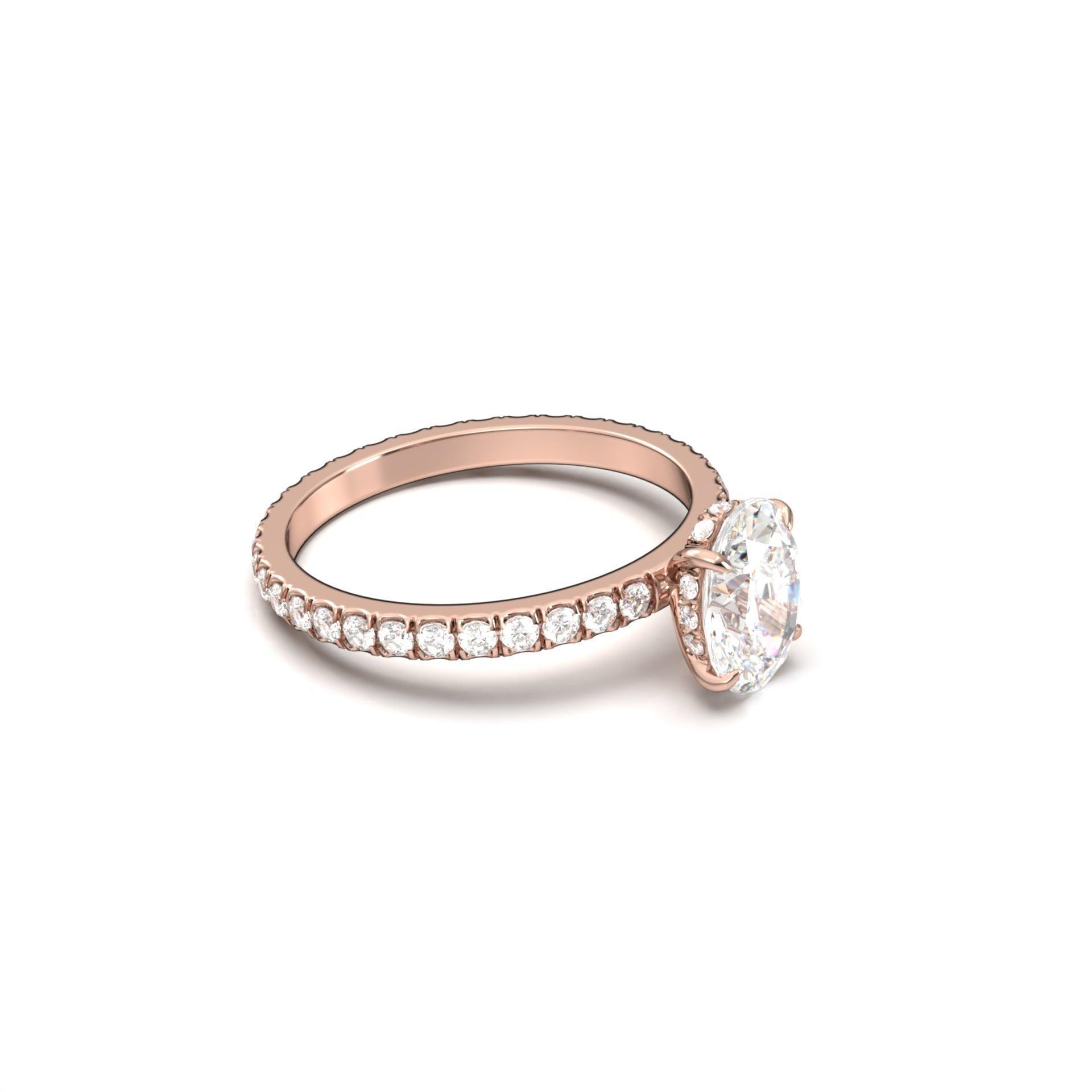 Oval Full Pavè Hidden Halo Diamond Engagement Ring - Moissanite Engagement Rings