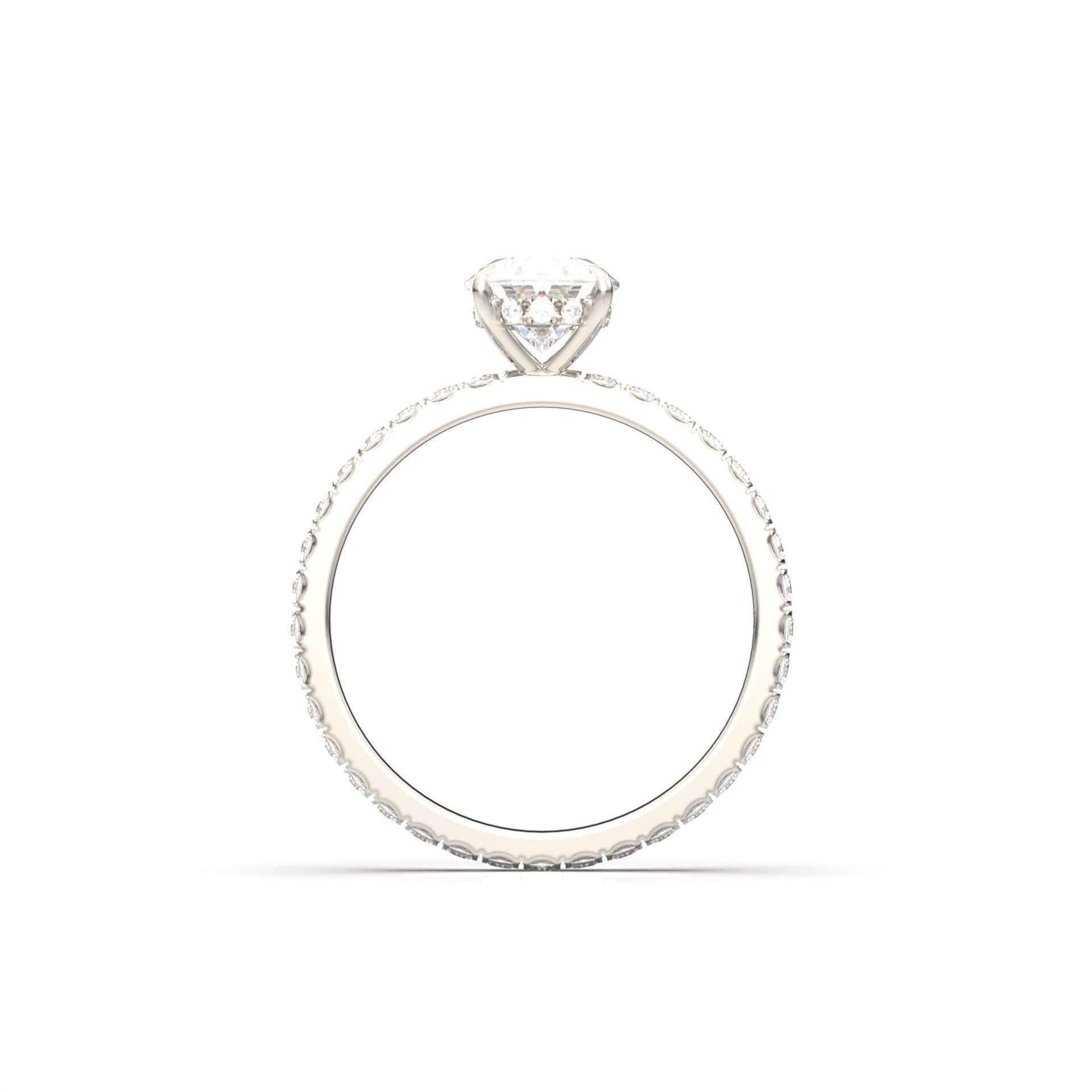 Oval Full Pavè Hidden Halo Diamond Engagement Ring - Moissanite Engagement Rings