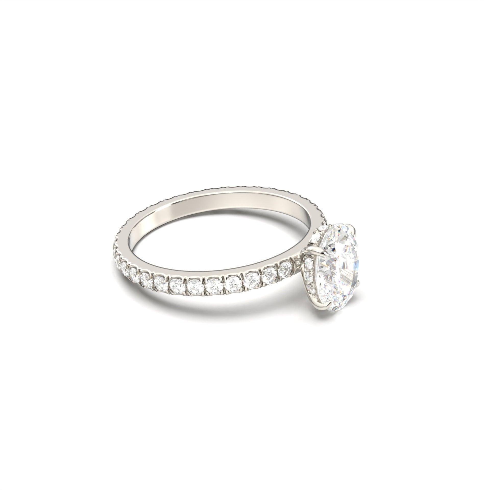 Oval Full Pavè Hidden Halo Diamond Engagement Ring - Moissanite Engagement Rings