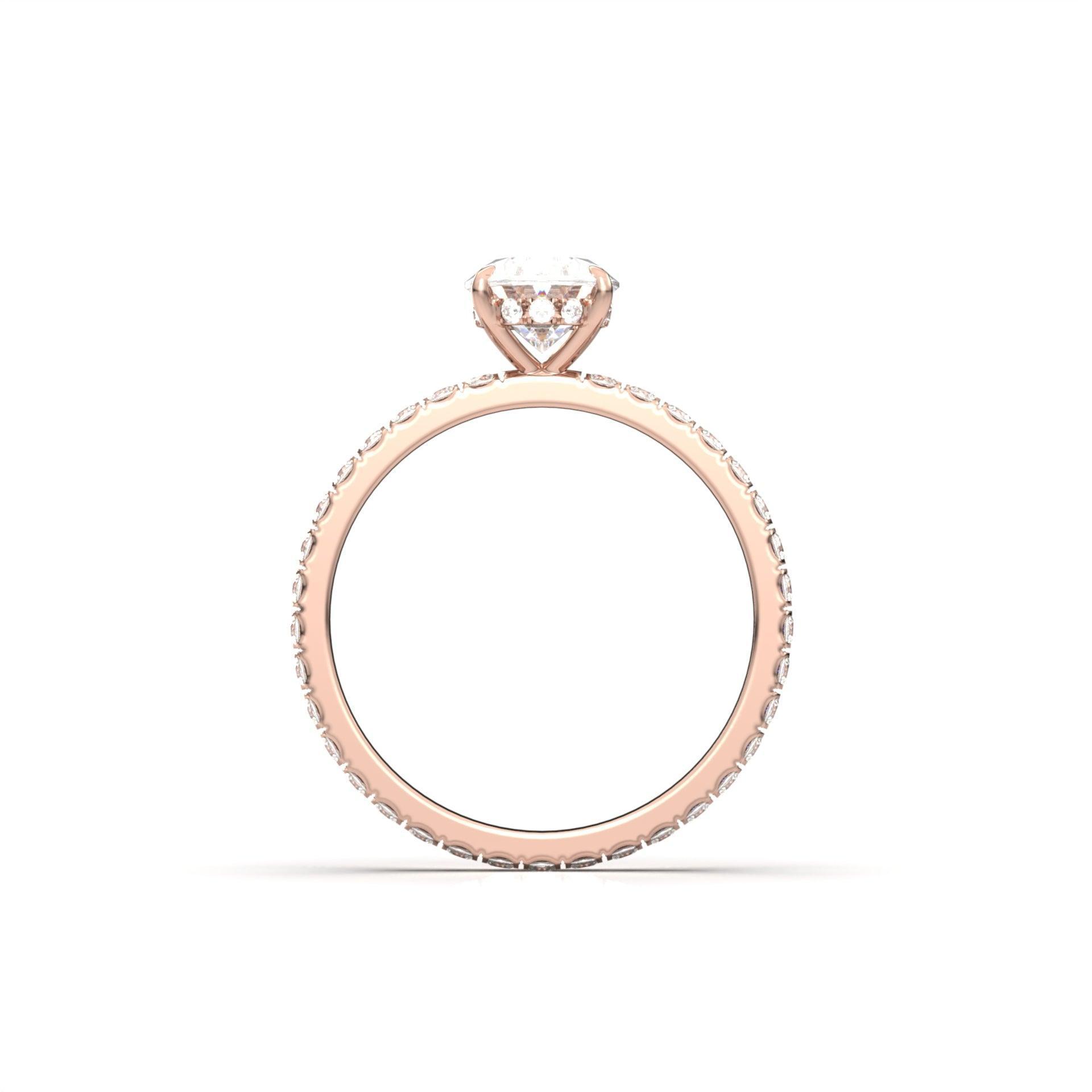 Oval Full Pavè Hidden Halo Diamond Engagement Ring - Moissanite Engagement Rings