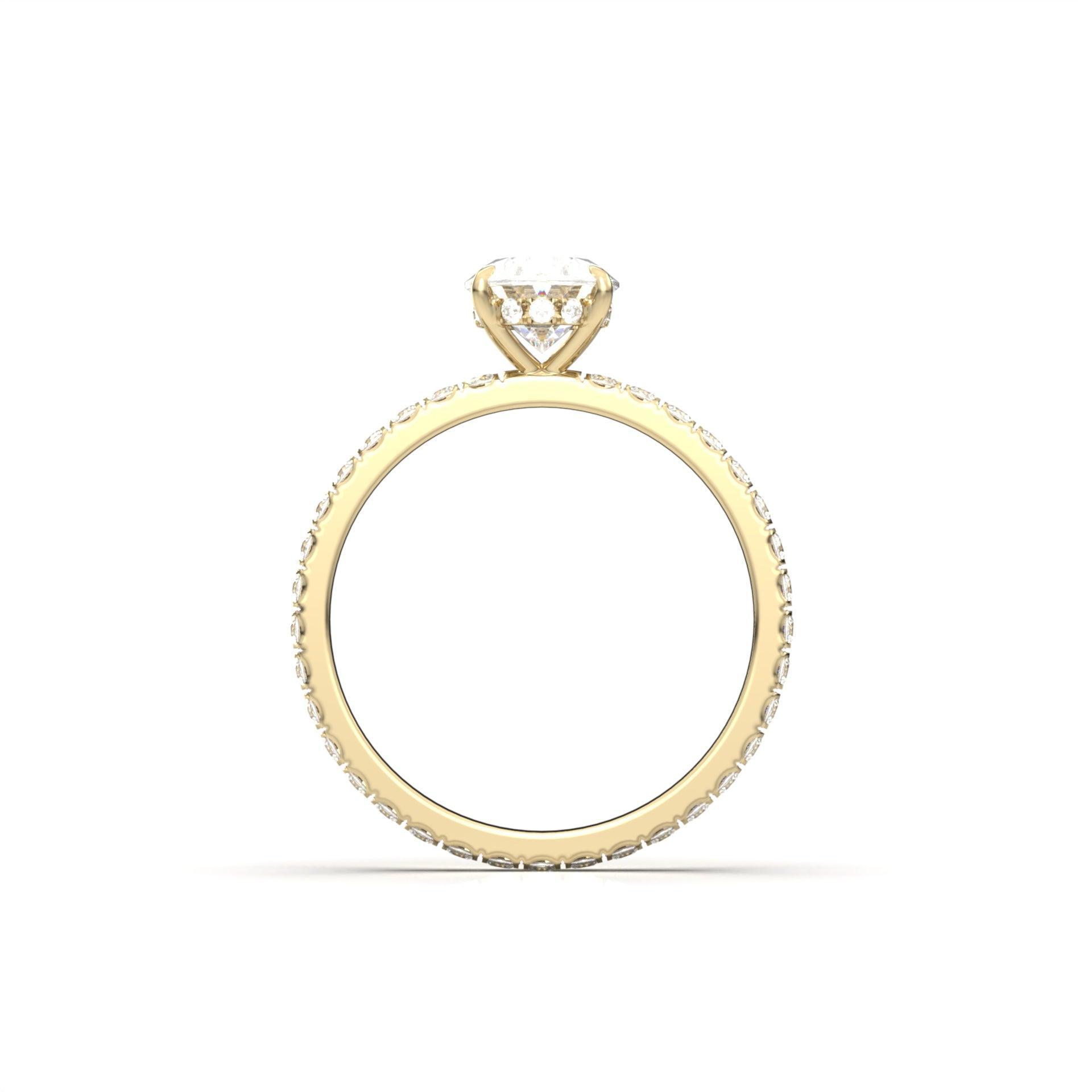 Oval Full Pavè Hidden Halo Diamond Engagement Ring - Moissanite Engagement Rings