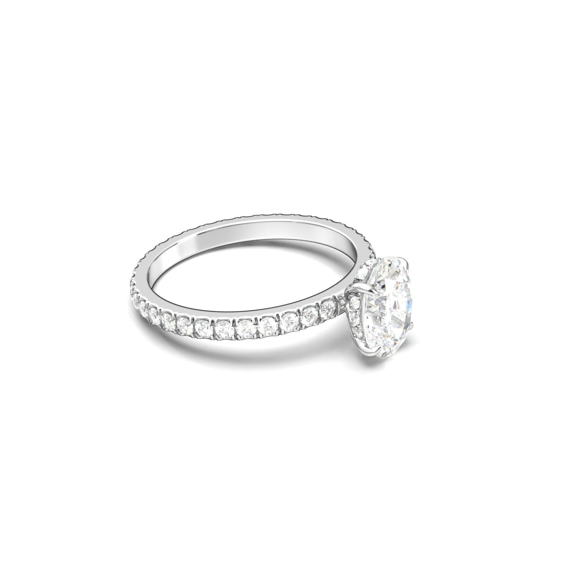 Oval Full Pavè Hidden Halo Diamond Engagement Ring - Moissanite Engagement Rings