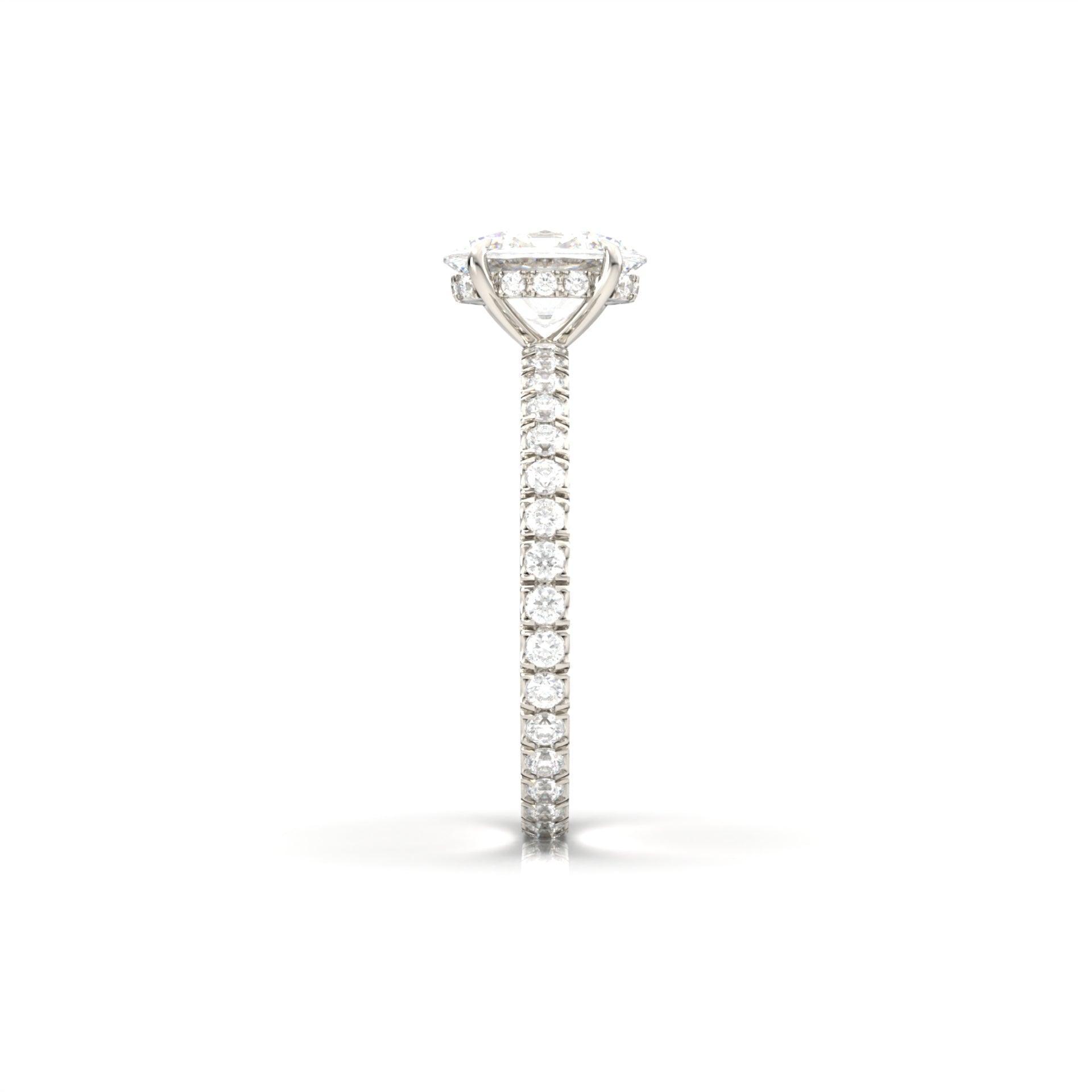 Oval Full Pavè Hidden Halo Diamond Engagement Ring - Moissanite Engagement Rings