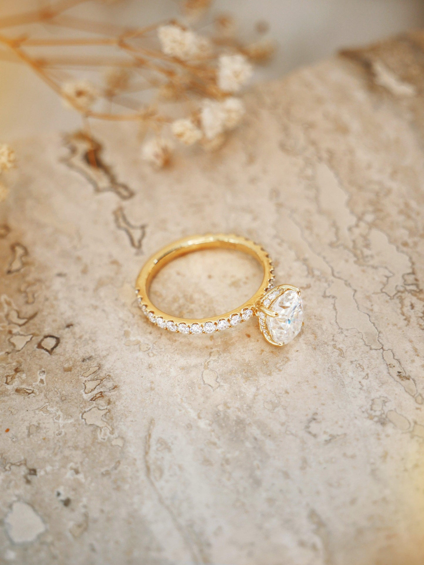 Oval Full Pavè Hidden Halo Moissanite Engagement Ring - Moissanite Engagement Rings