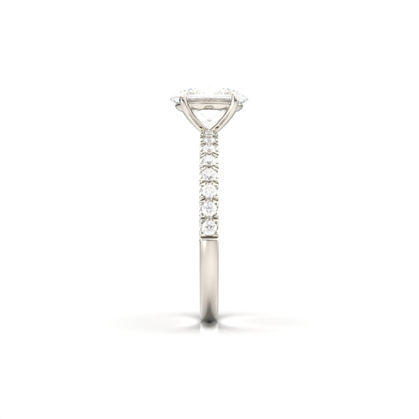 Oval Half Pavé Diamond Engagement Ring - Moissanite Engagement Rings