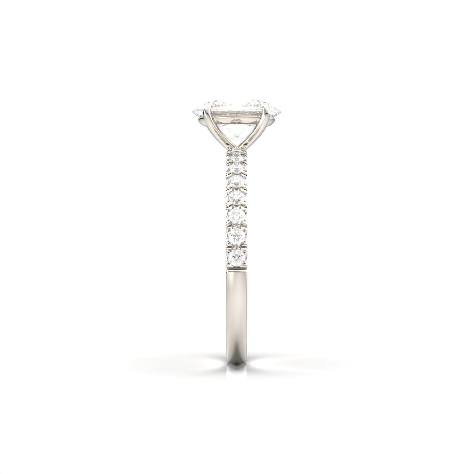 Oval Half Pavé Diamond Engagement Ring - Moissanite Engagement Rings
