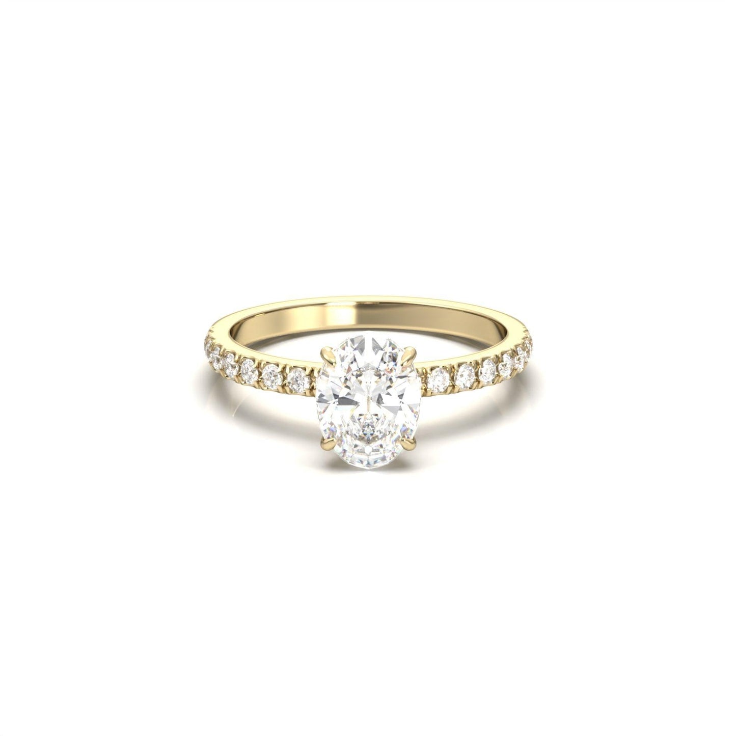 Oval Half Pavé Diamond Engagement Ring - Moissanite Engagement Rings