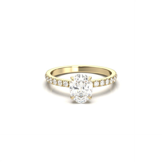 Oval Half Pavé Diamond Engagement Ring - Moissanite Engagement Rings