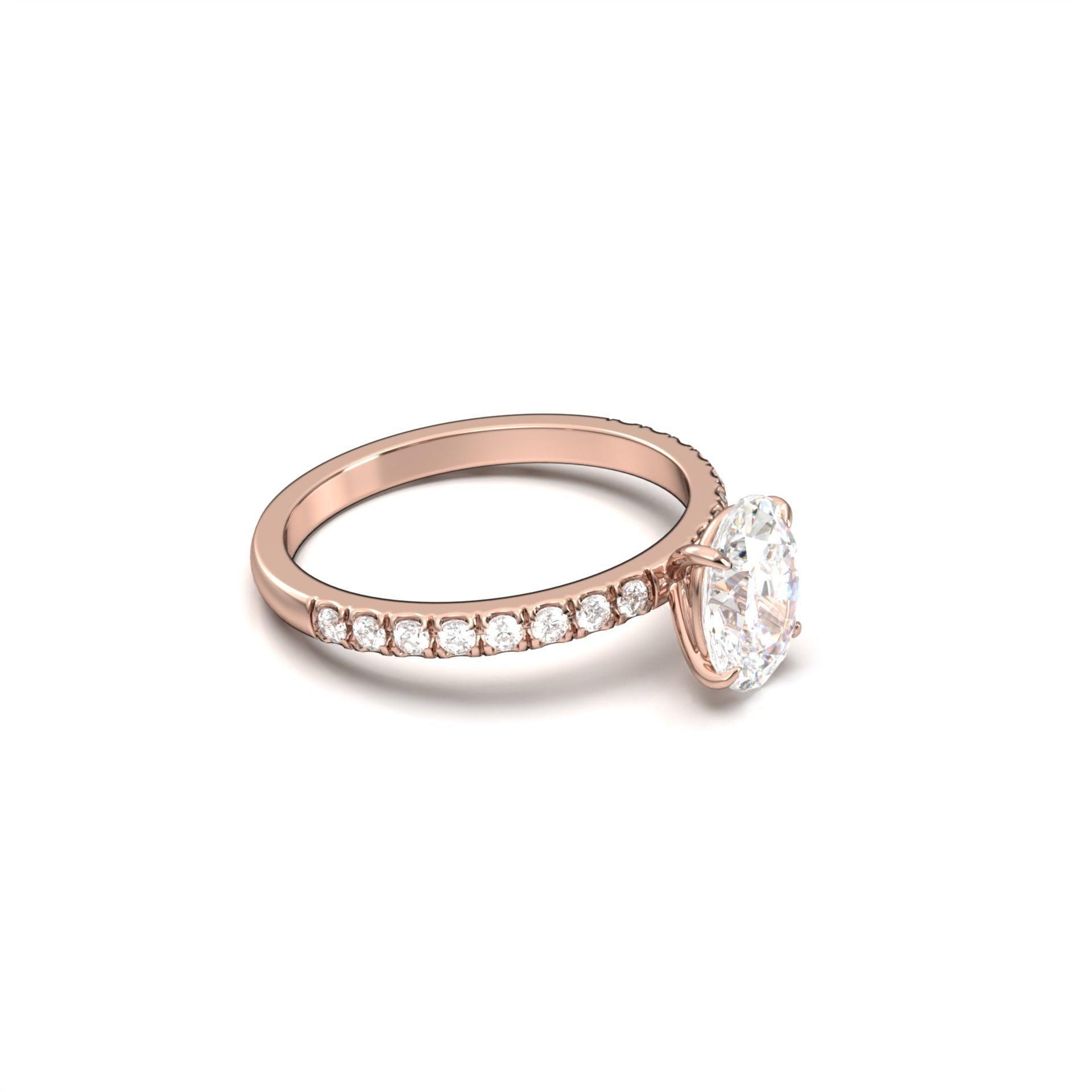 Oval Half Pavé Diamond Engagement Ring - Moissanite Engagement Rings