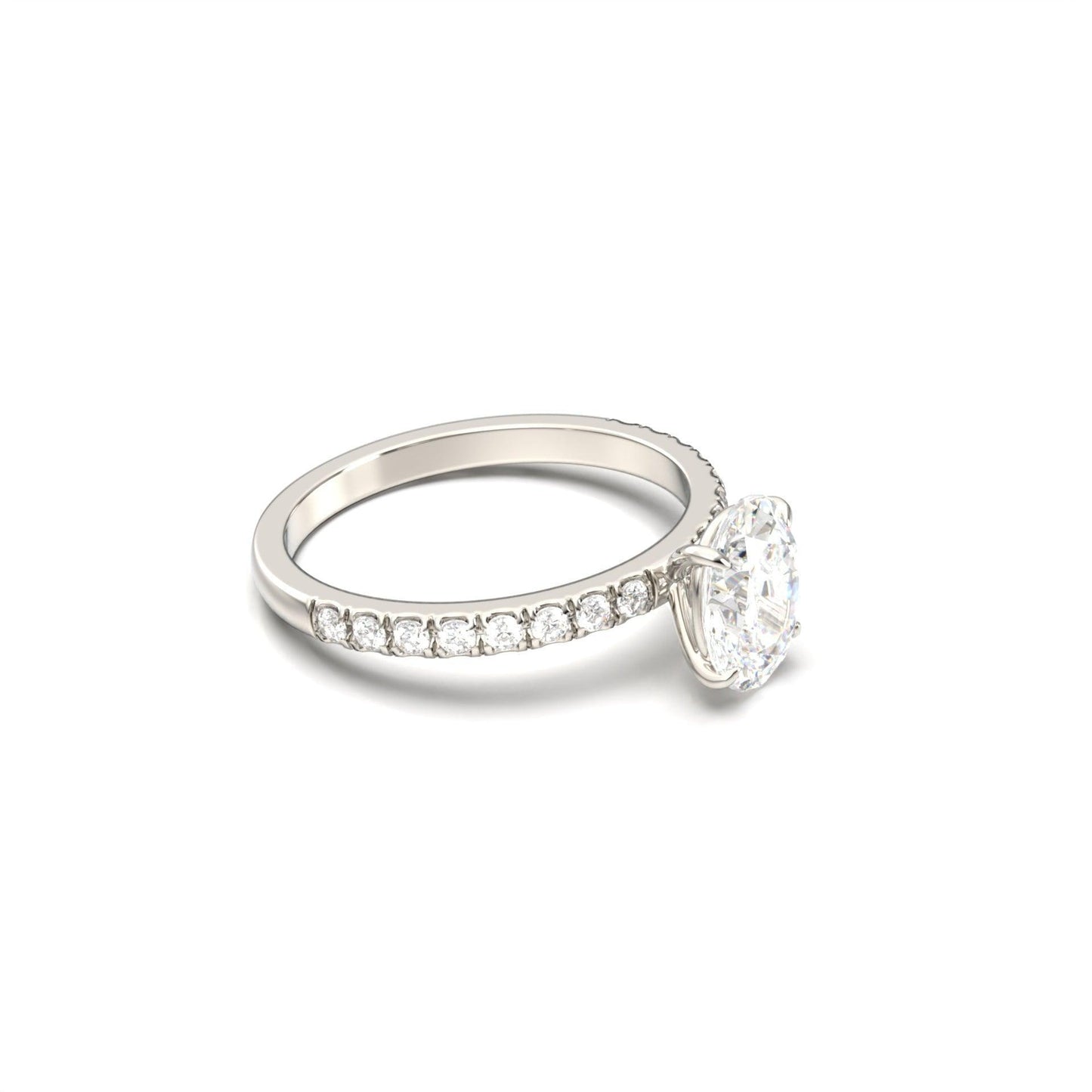 Oval Half Pavé Diamond Engagement Ring - Moissanite Engagement Rings