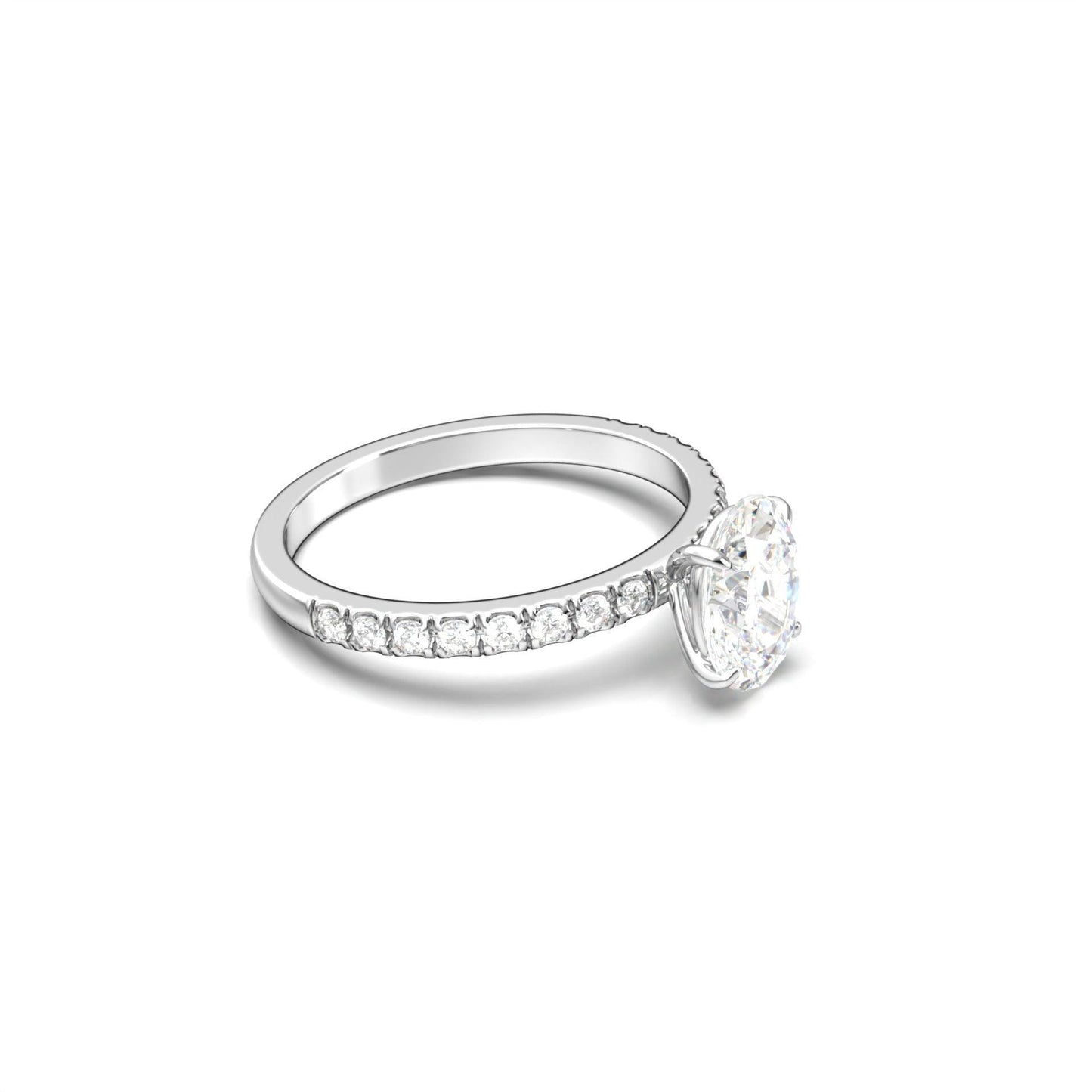 Oval Half Pavé Diamond Engagement Ring - Moissanite Engagement Rings