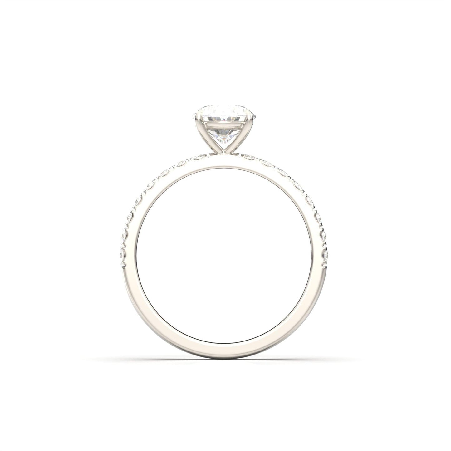 Oval Half Pavé Diamond Engagement Ring - Moissanite Engagement Rings