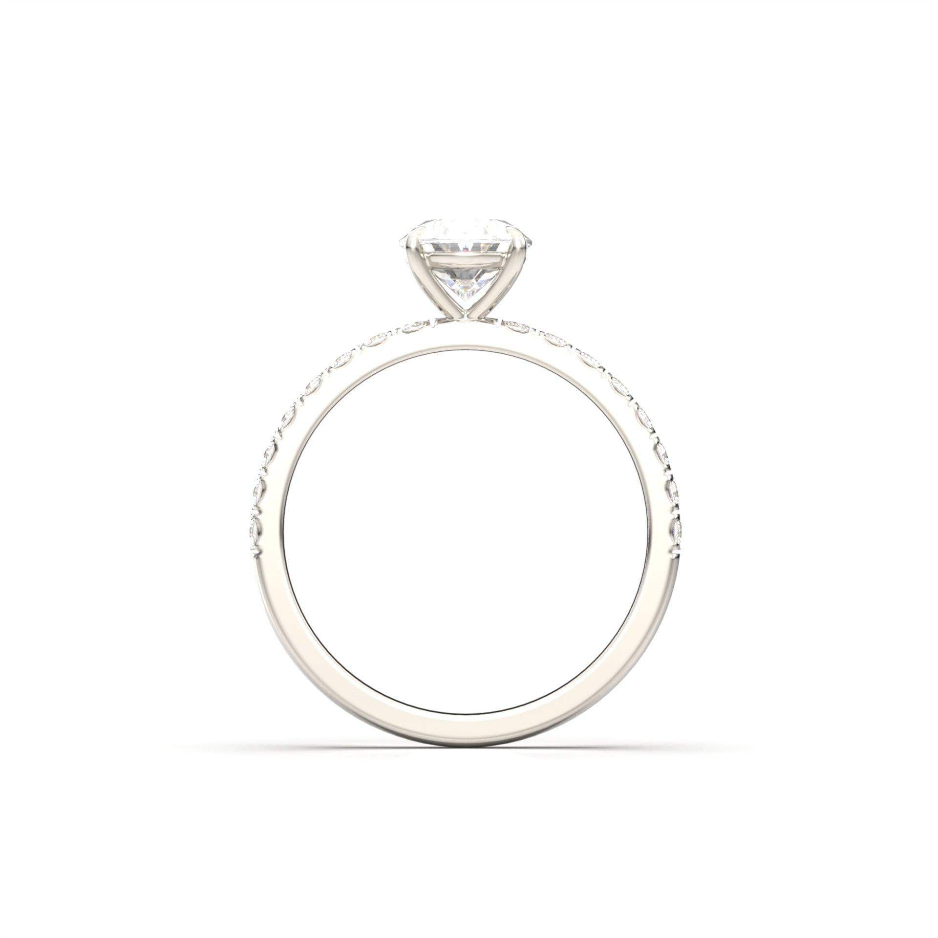 Oval Half Pavé Diamond Engagement Ring - Moissanite Engagement Rings