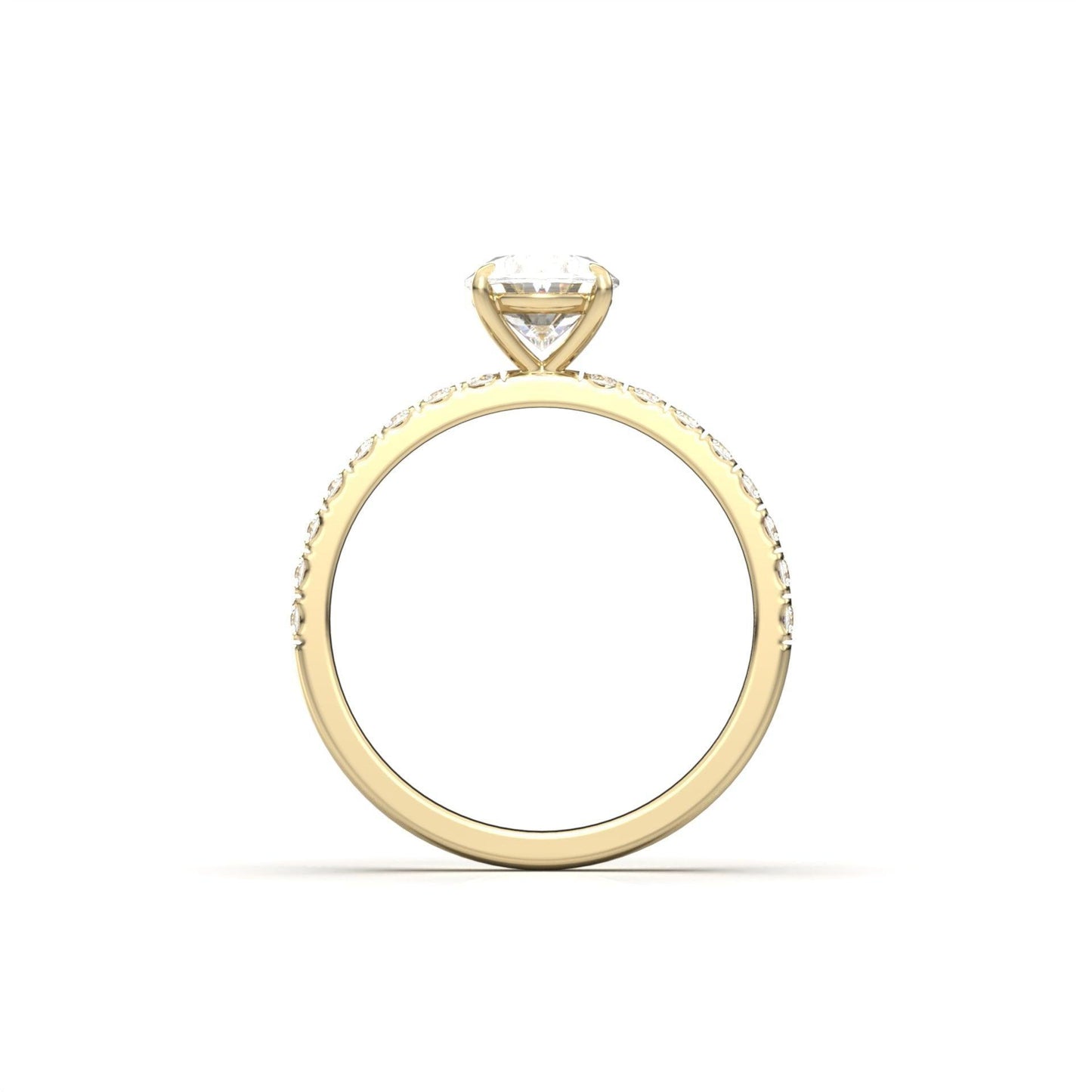 Oval Half Pavé Diamond Engagement Ring - Moissanite Engagement Rings