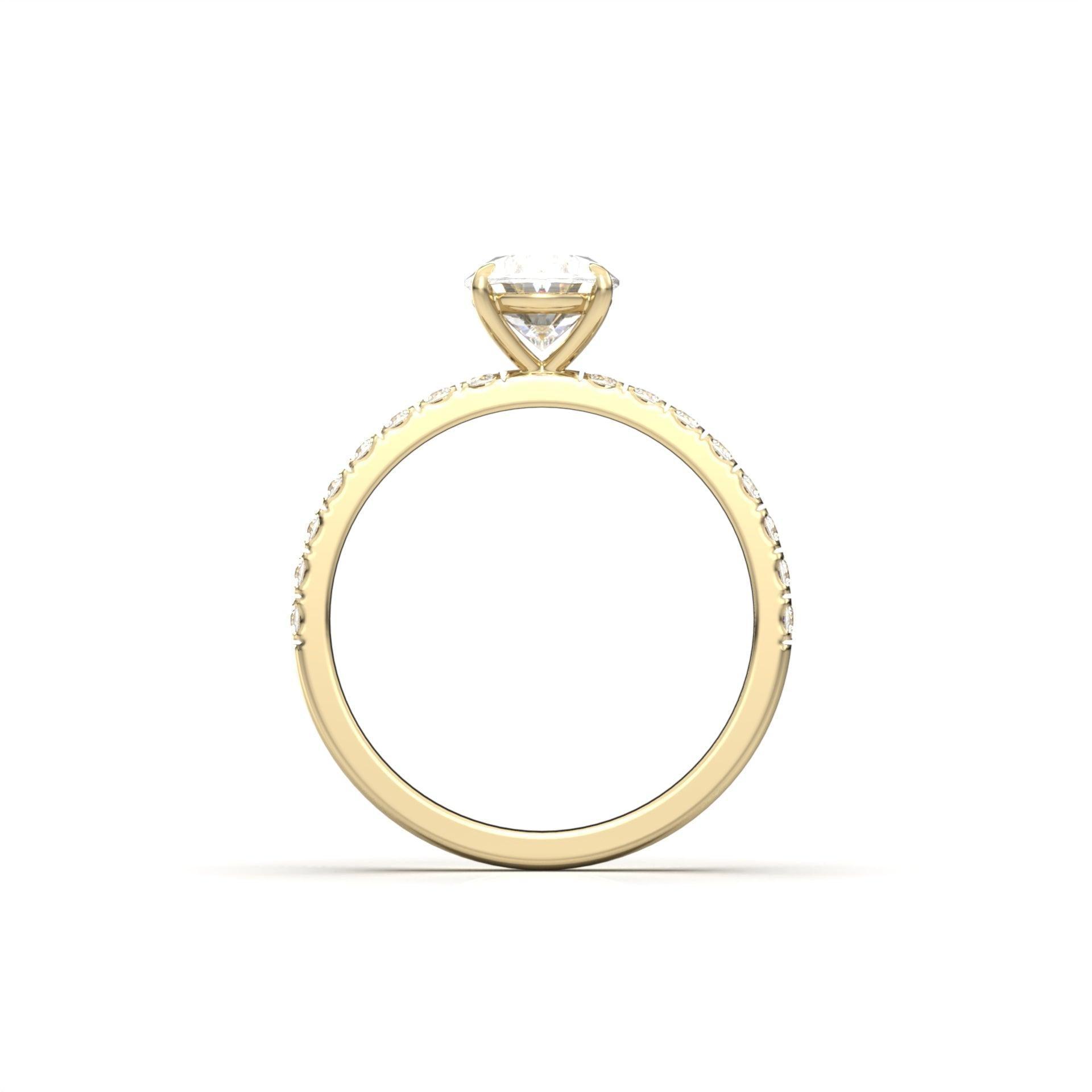 Oval Half Pavé Diamond Engagement Ring - Moissanite Engagement Rings