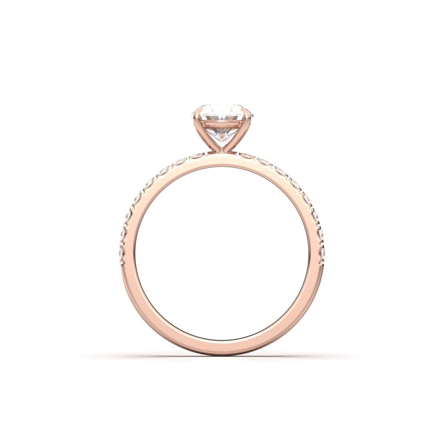 Oval Half Pavé Diamond Engagement Ring - Moissanite Engagement Rings