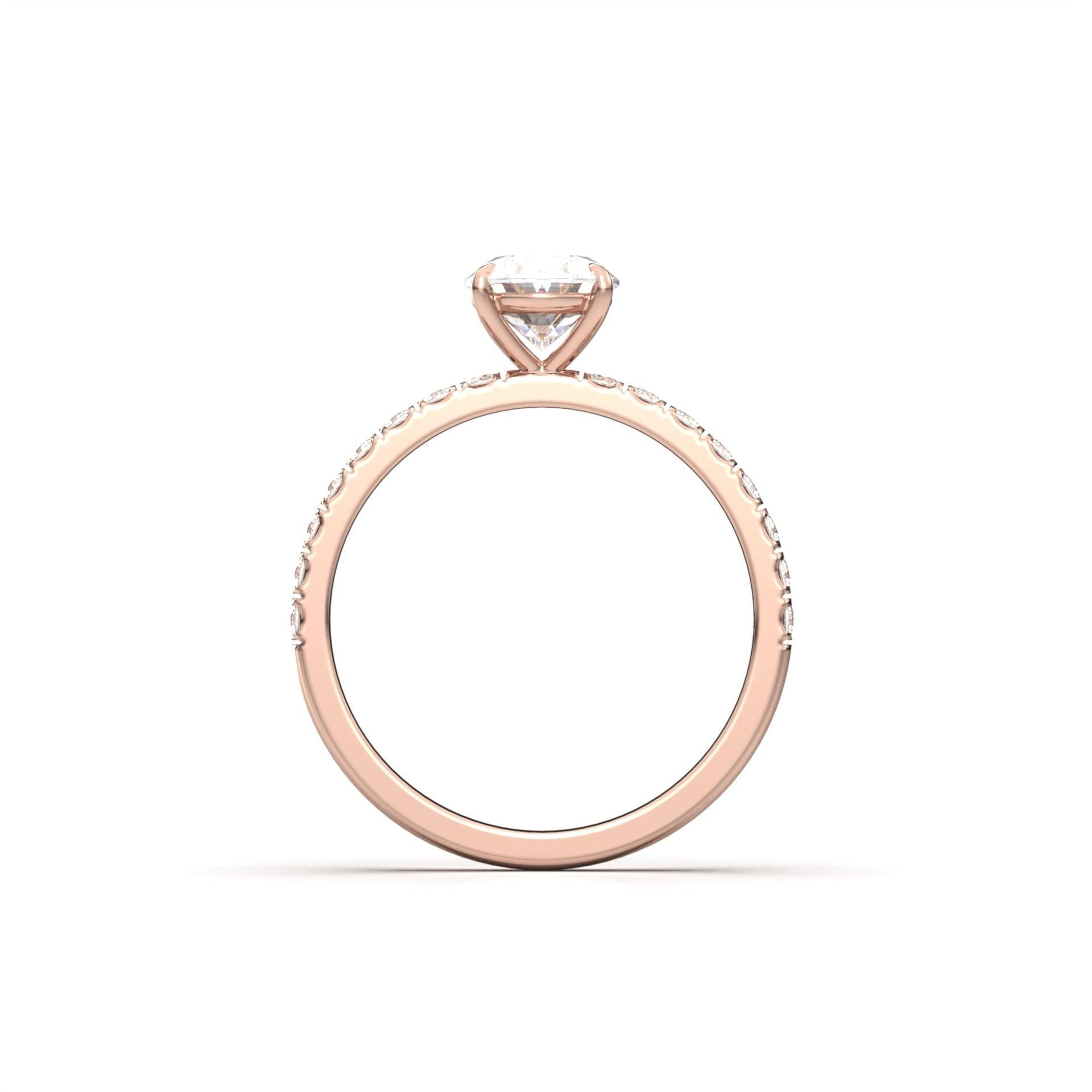 Oval Half Pavé Diamond Engagement Ring - Moissanite Engagement Rings