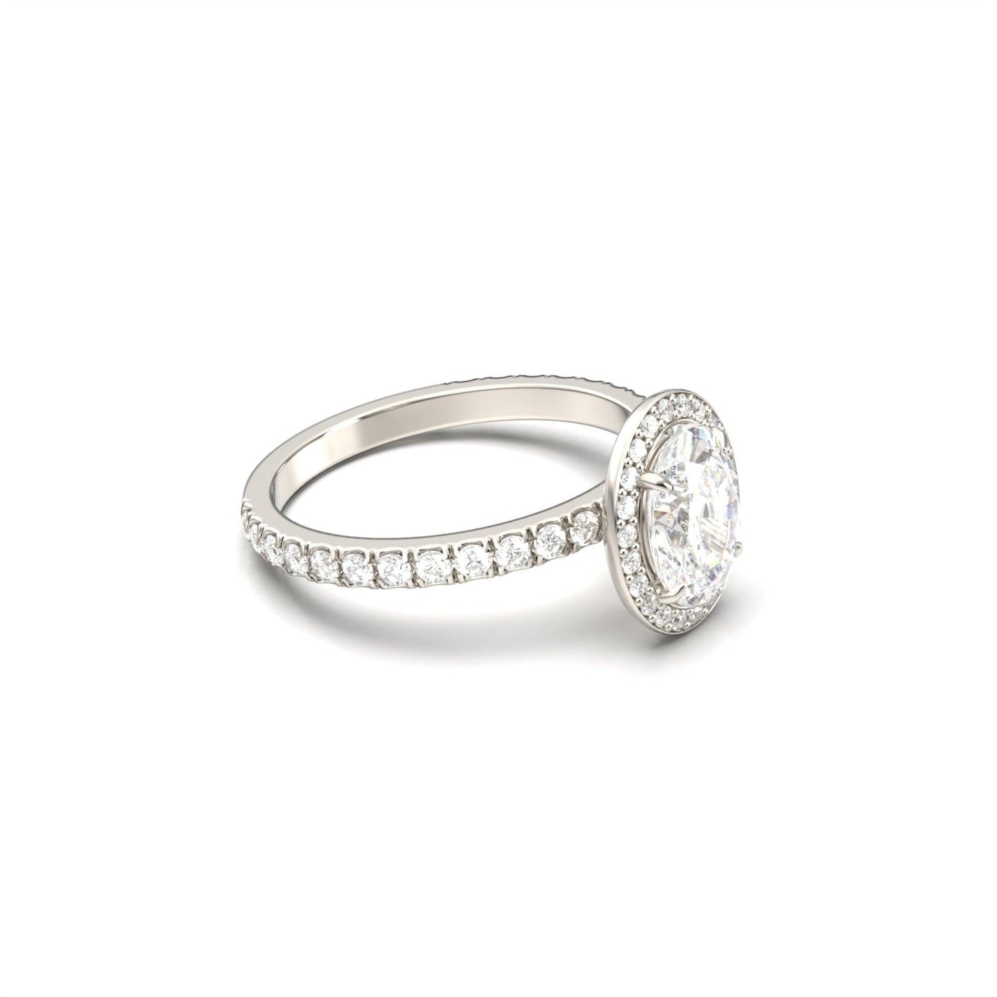 Oval Halo With Full Pavé Diamond Engagement Ring - Moissanite Engagement Rings
