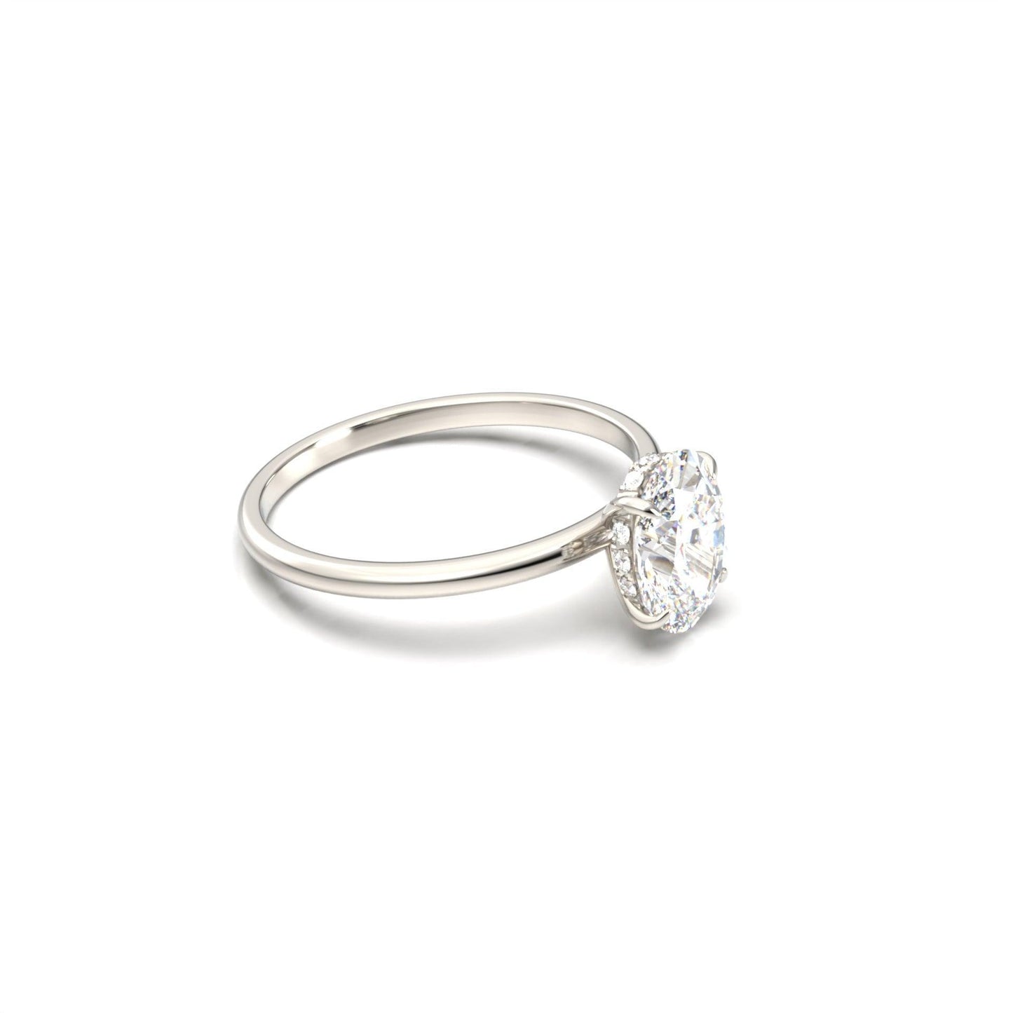 Oval Hidden Halo Diamond Engagement Ring - Moissanite Engagement Rings