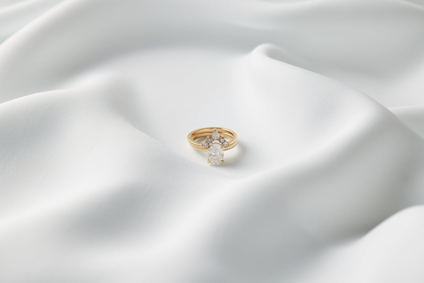 Oval Hidden Halo Moissanite Engagement Ring - Ready to Ship - Moissanite Engagement Rings