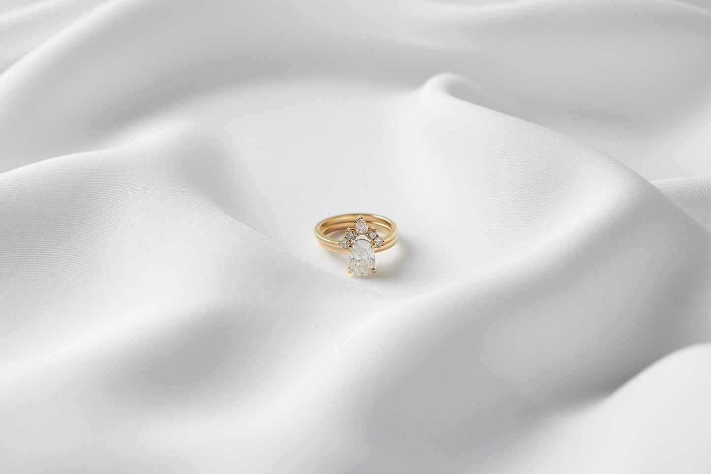 Oval Hidden Halo Moissanite Engagement Ring - Ready to Ship - Moissanite Engagement Rings