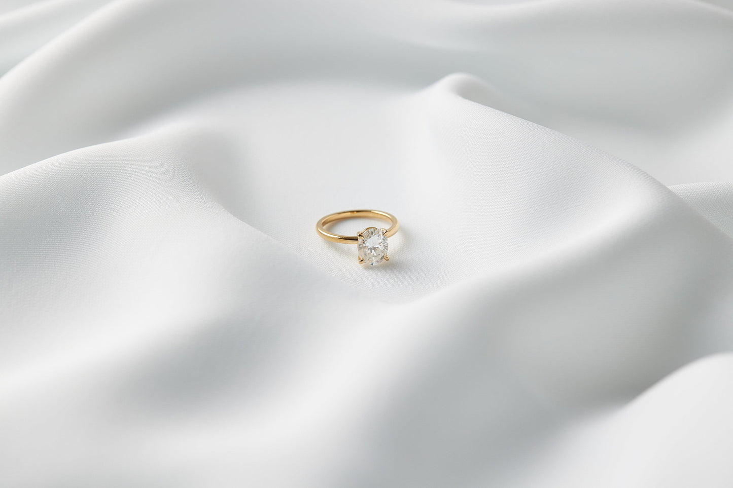 Oval Hidden Halo Moissanite Engagement Ring - Ready to Ship - Moissanite Engagement Rings