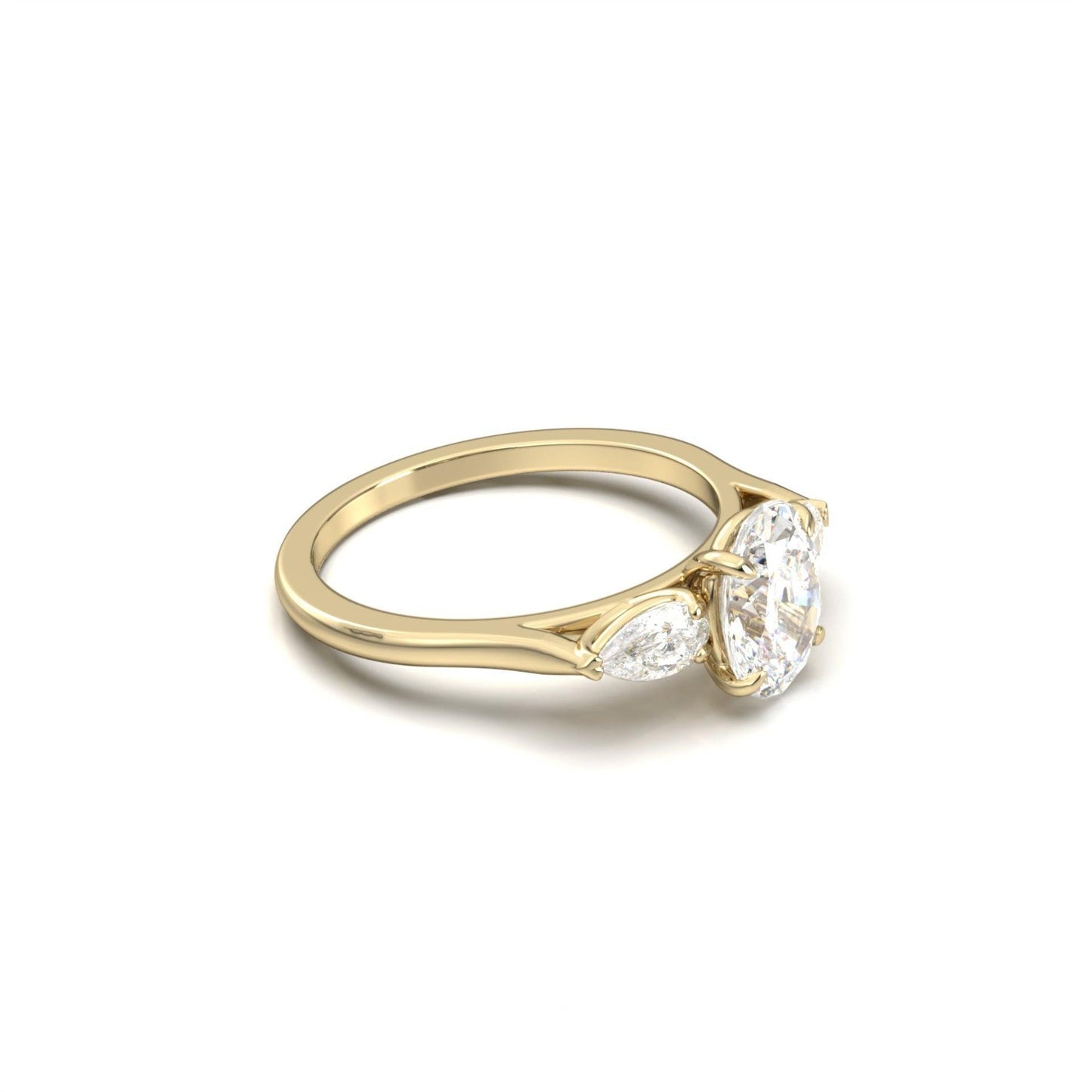Oval Leaf Setting Moissanite Engagement Ring - Moissanite Engagement Rings