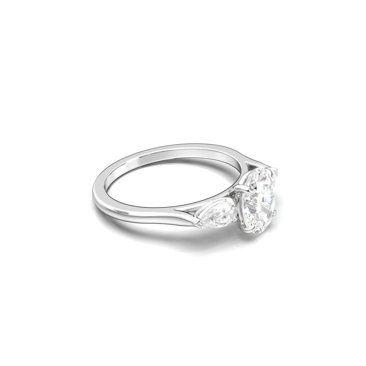 Oval Leaf Setting Moissanite Engagement Ring - Moissanite Engagement Rings