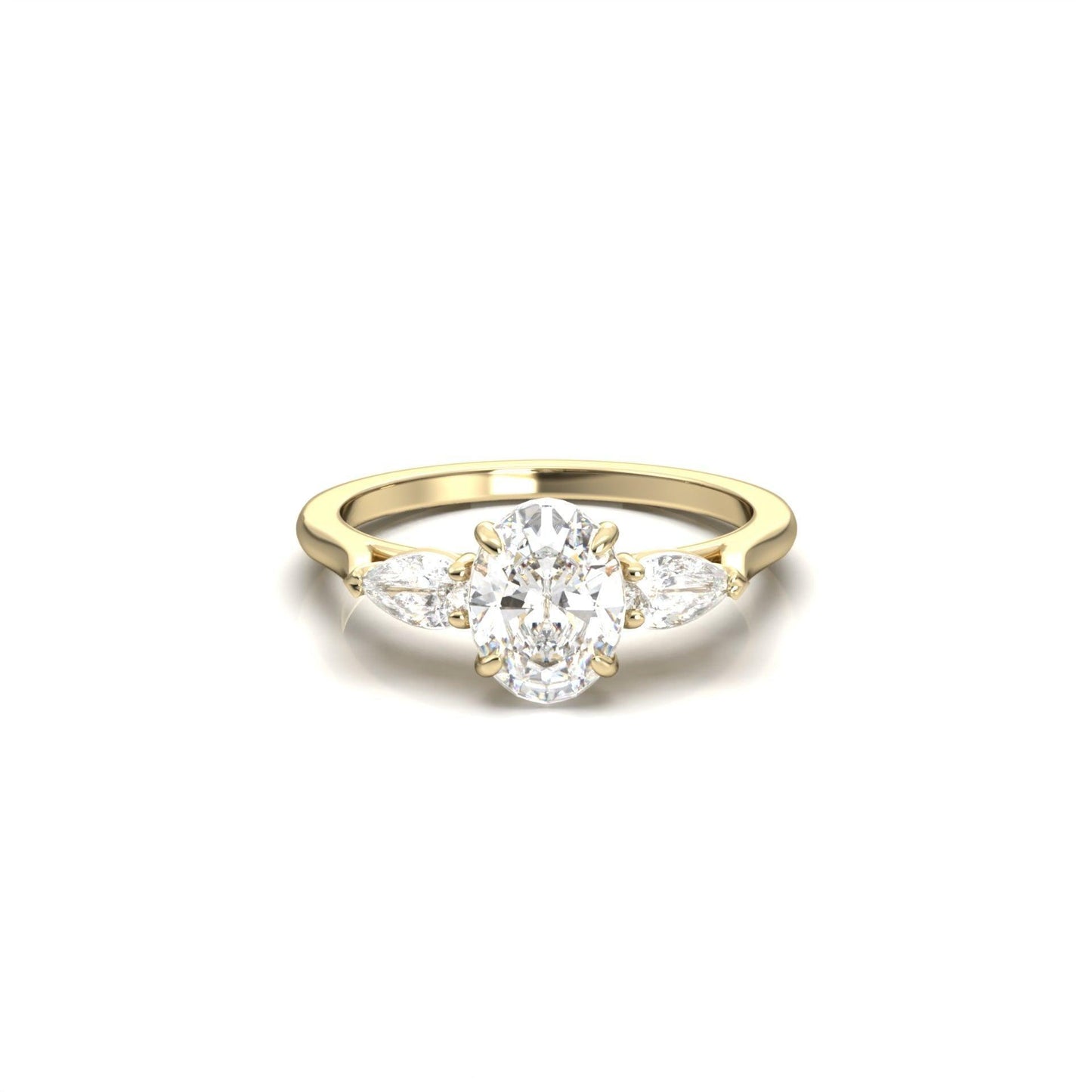 Oval Leaf Setting Moissanite Engagement Ring - Moissanite Engagement Rings