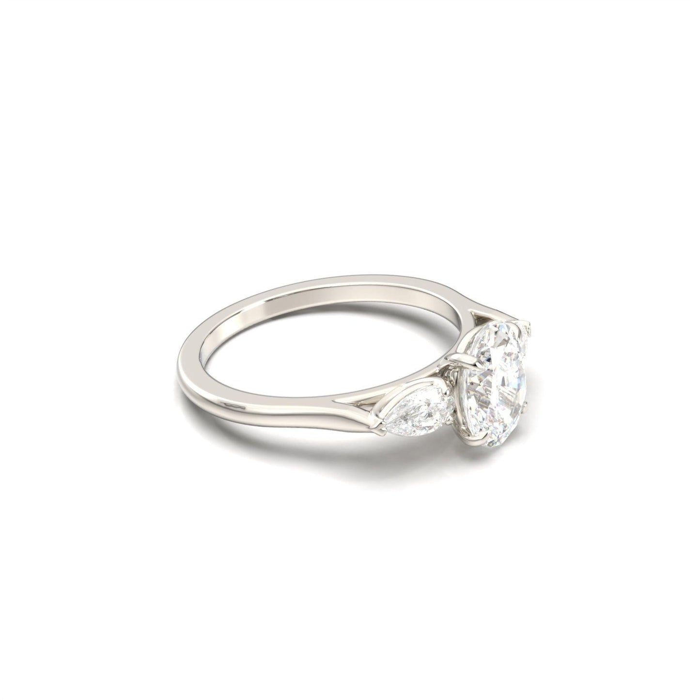 Oval Leaf Setting Moissanite Engagement Ring - Moissanite Engagement Rings