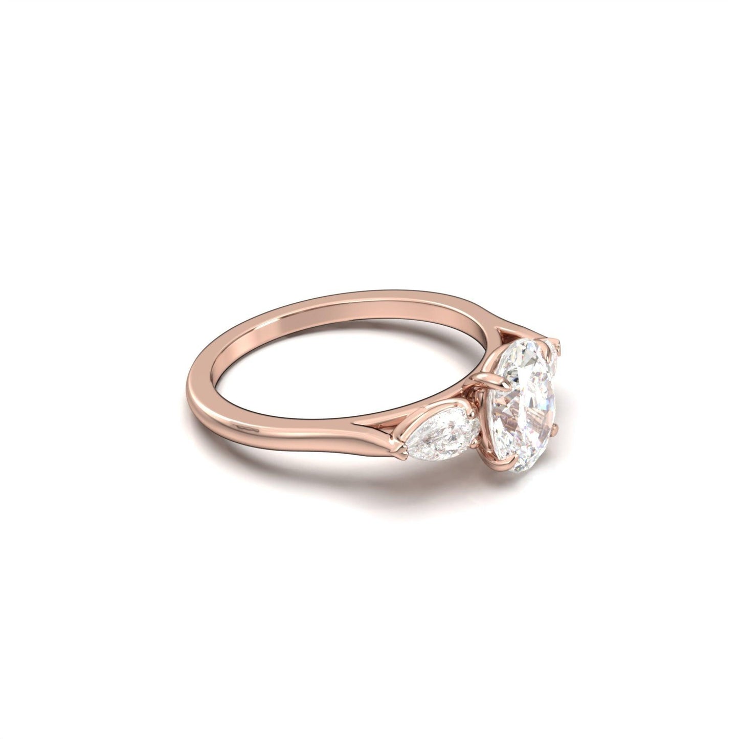 Oval Leaf Setting Moissanite Engagement Ring - Moissanite Engagement Rings