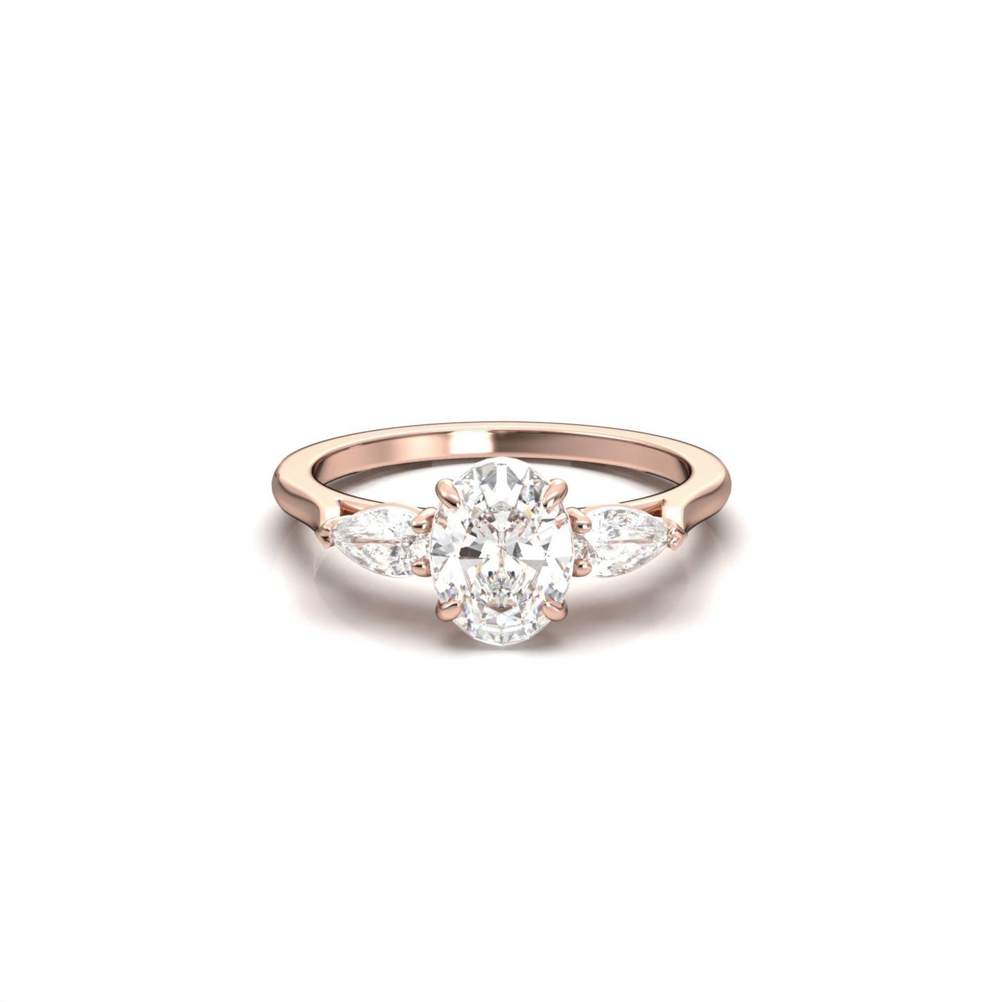 Oval Leaf Setting Moissanite Engagement Ring - Moissanite Engagement Rings