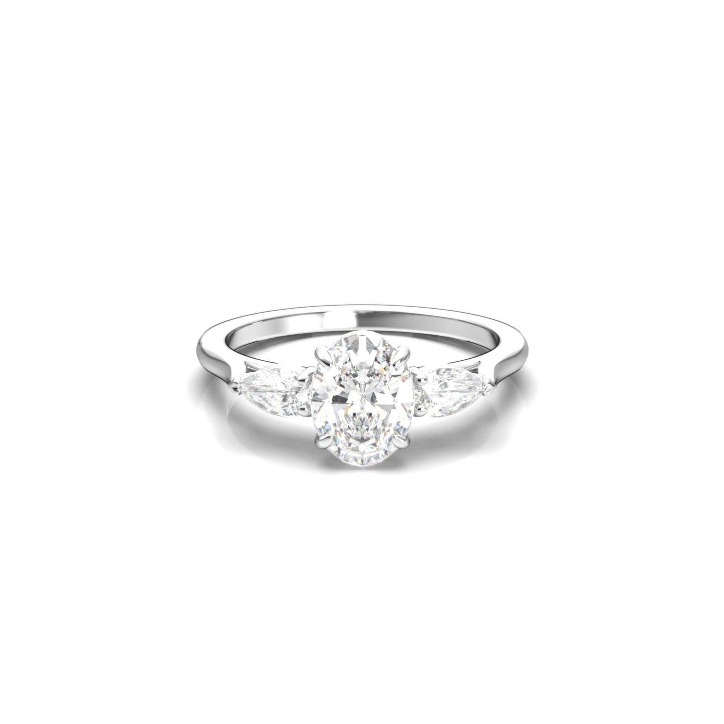Oval Leaf Setting Moissanite Engagement Ring - Moissanite Engagement Rings